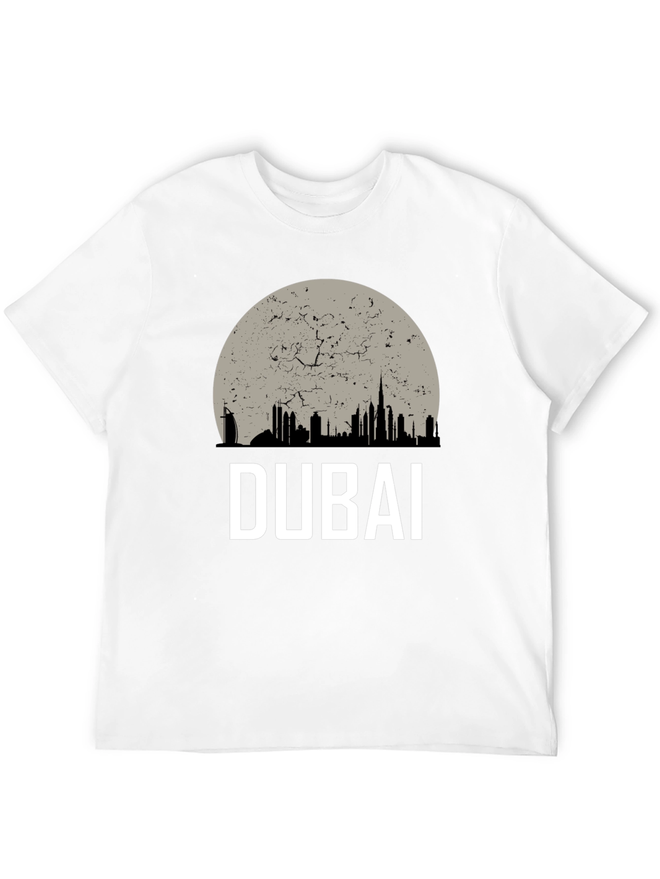 Dubai Skyline Graphic Tee - Black Cotton T-Shirt