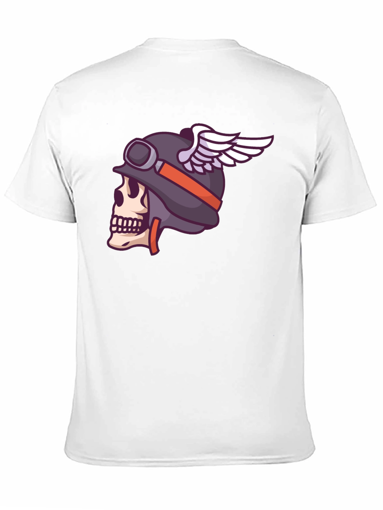 Skull Biker Helmet Graphic Tee - Black Cotton T-Shirt