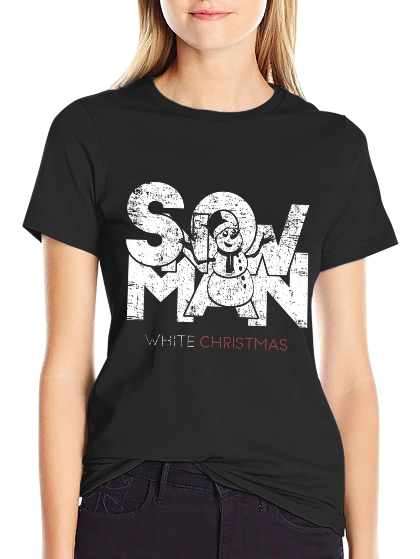 Snowman White Christmas Graphic T-Shirt