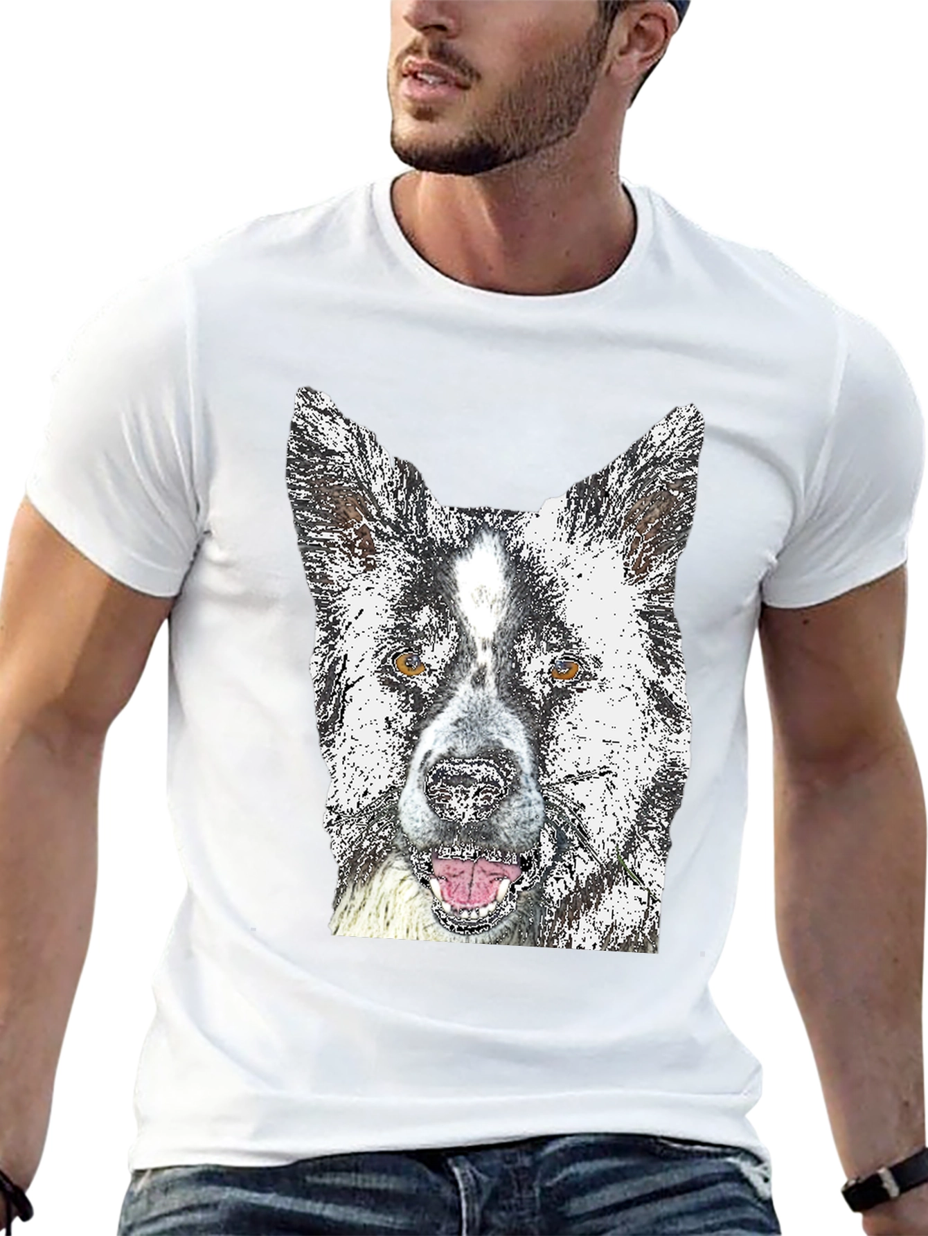 Dog Graphic Tee - Akita Print Black T-Shirt