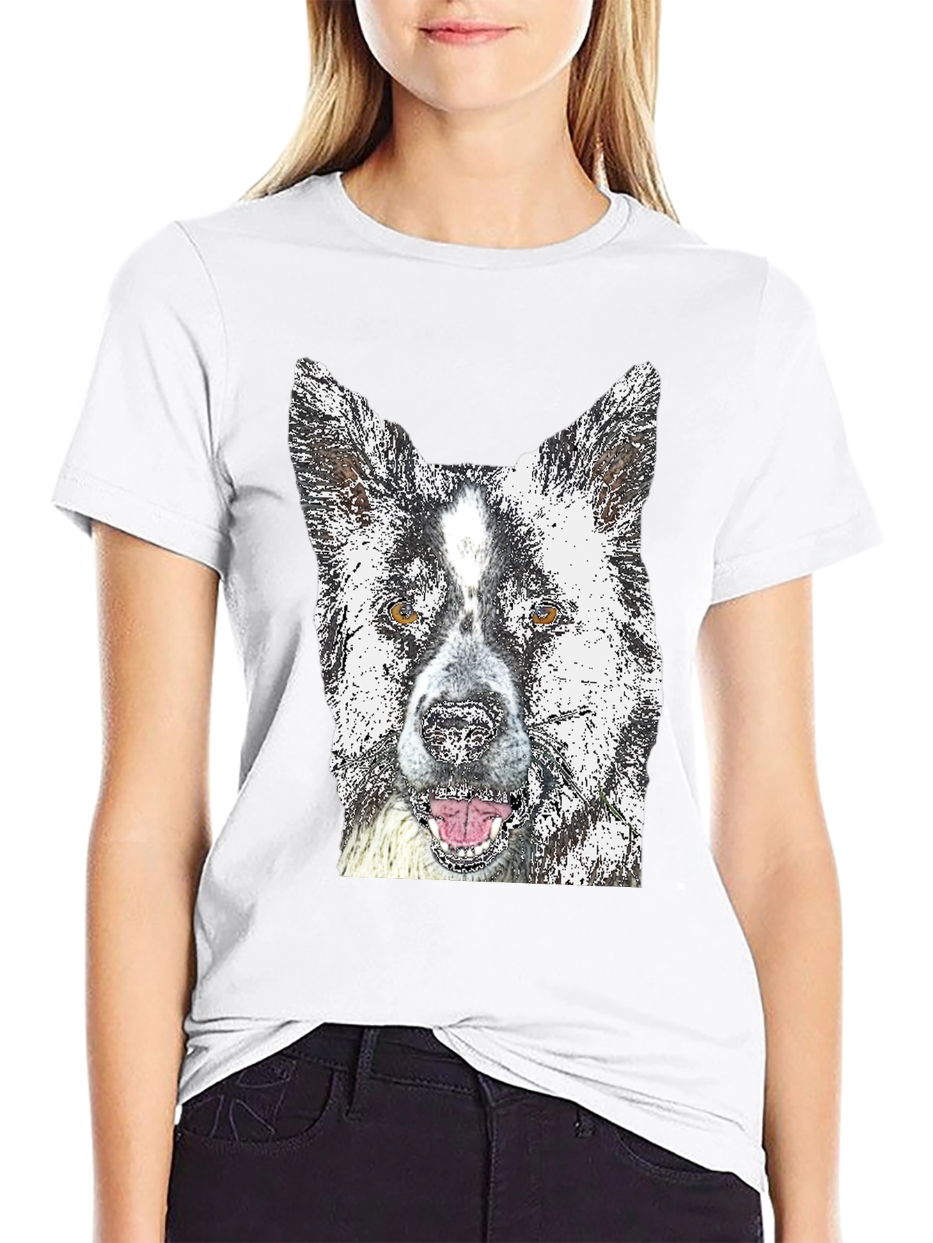 Dog Graphic Tee - Akita Print Black T-Shirt