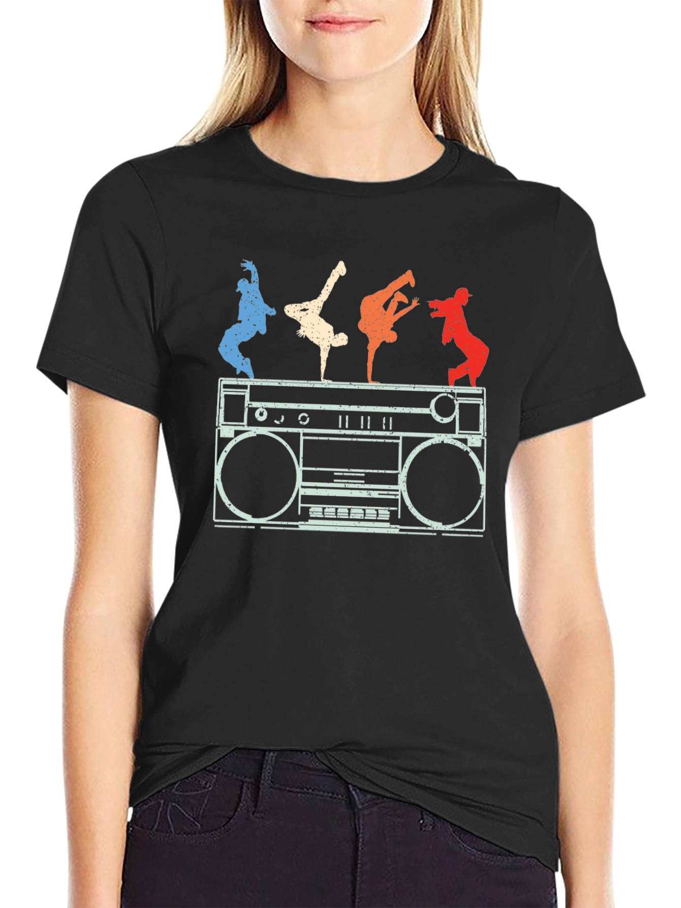 Retro Boombox & B-Boys Graphic T-Shirt