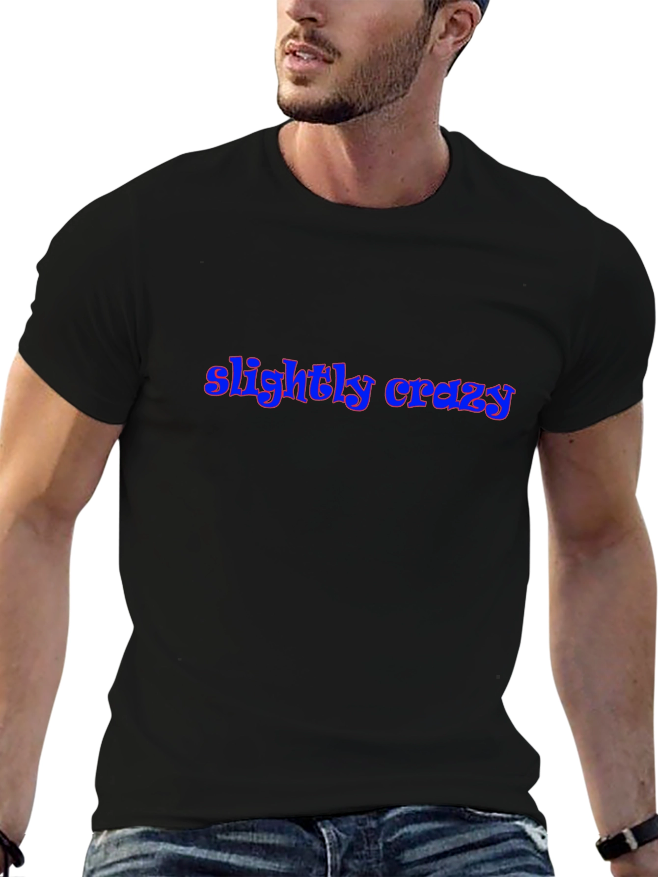 Slightly Crazy Graphic Tee - Trendy Black T-Shirt