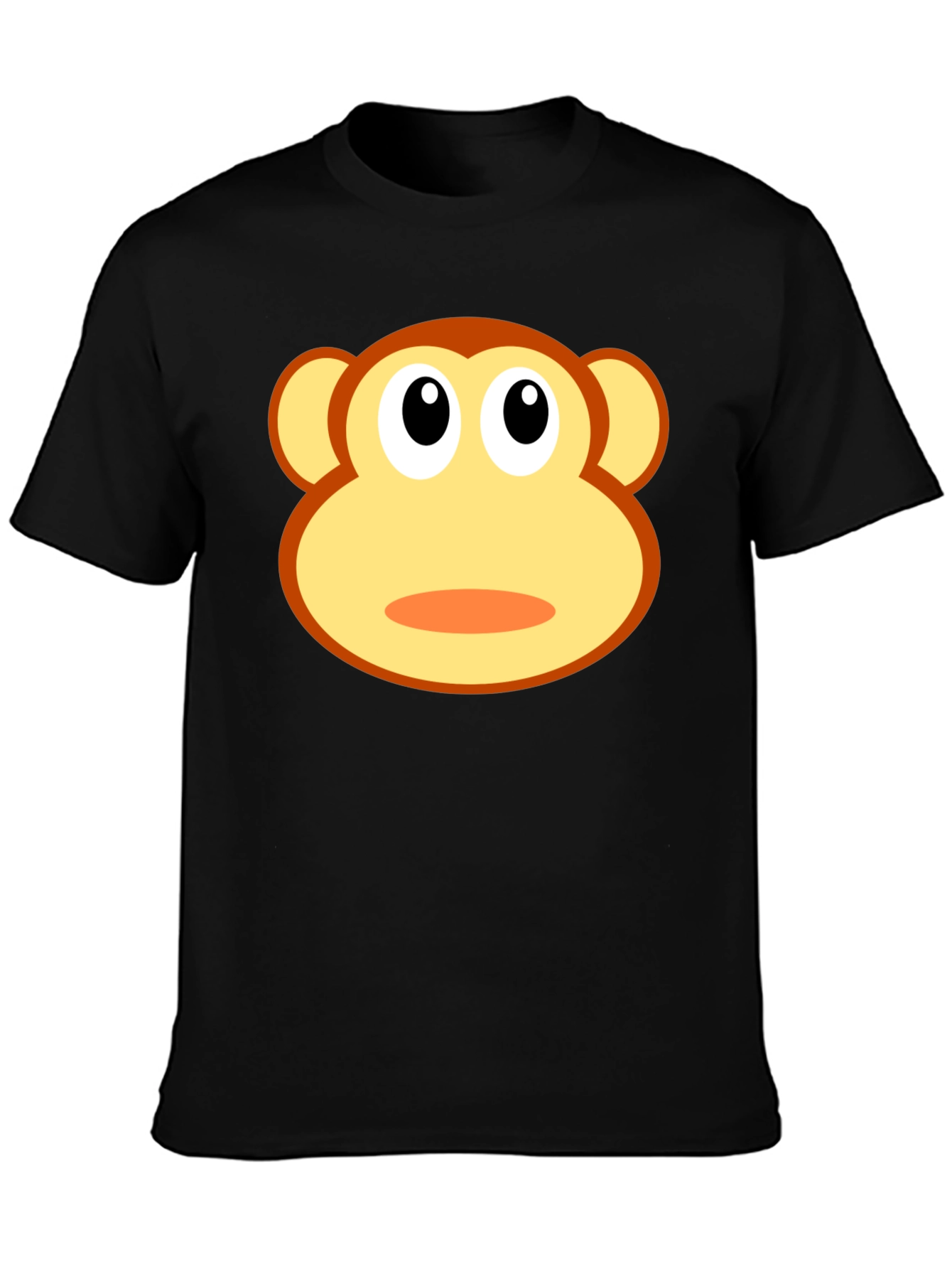 Funny Monkey Face Graphic T-Shirt - Black