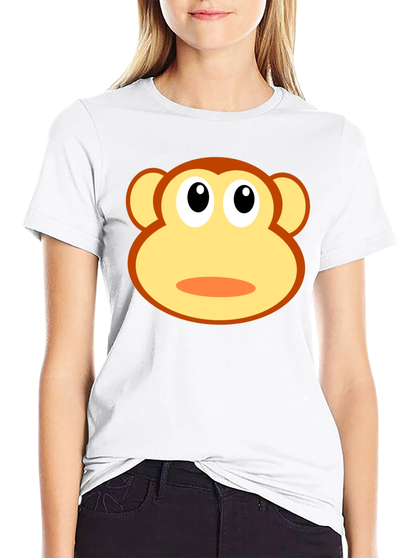Funny Monkey Face Graphic T-Shirt - Black