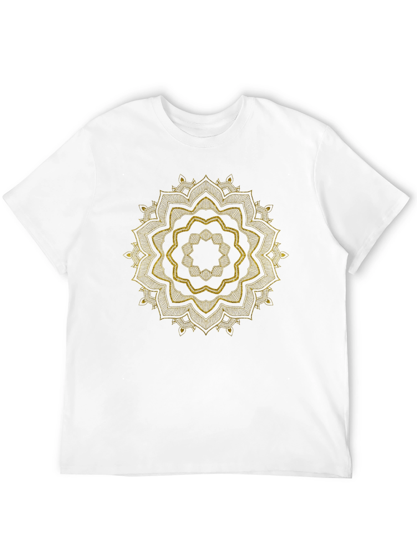 Mens Black Tee with Golden Mandala Design
