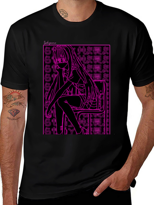 Anime Girl Graphic Tee - Black Unisex T-Shirt