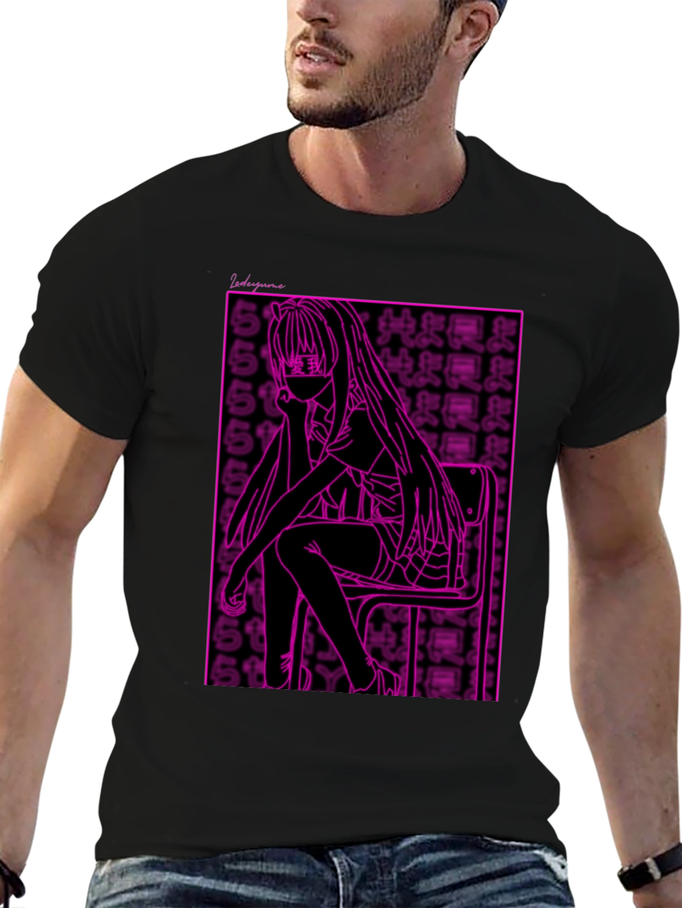 Anime Girl Graphic Tee - Black Unisex T-Shirt