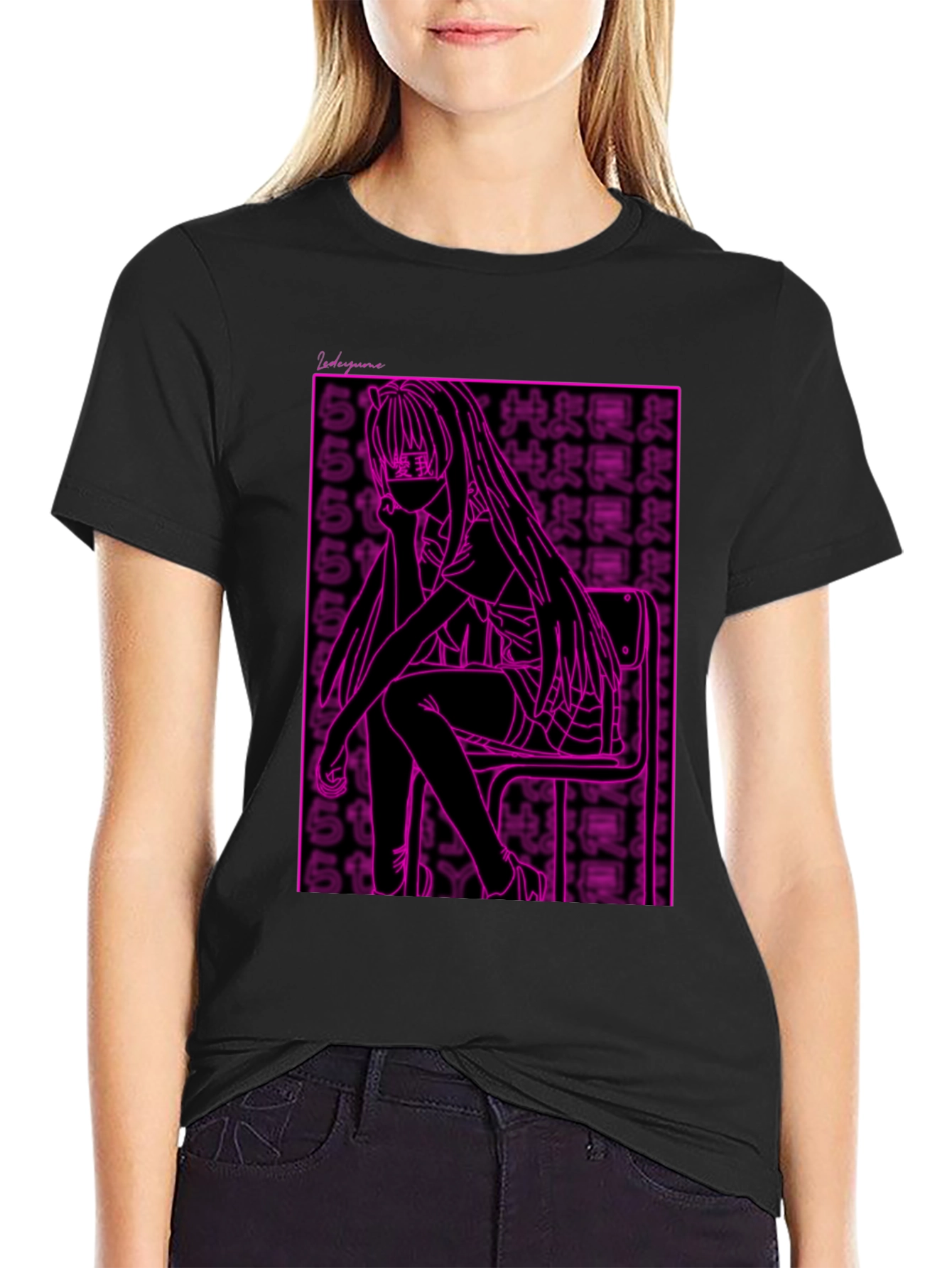 Anime Girl Graphic Tee - Black Unisex T-Shirt