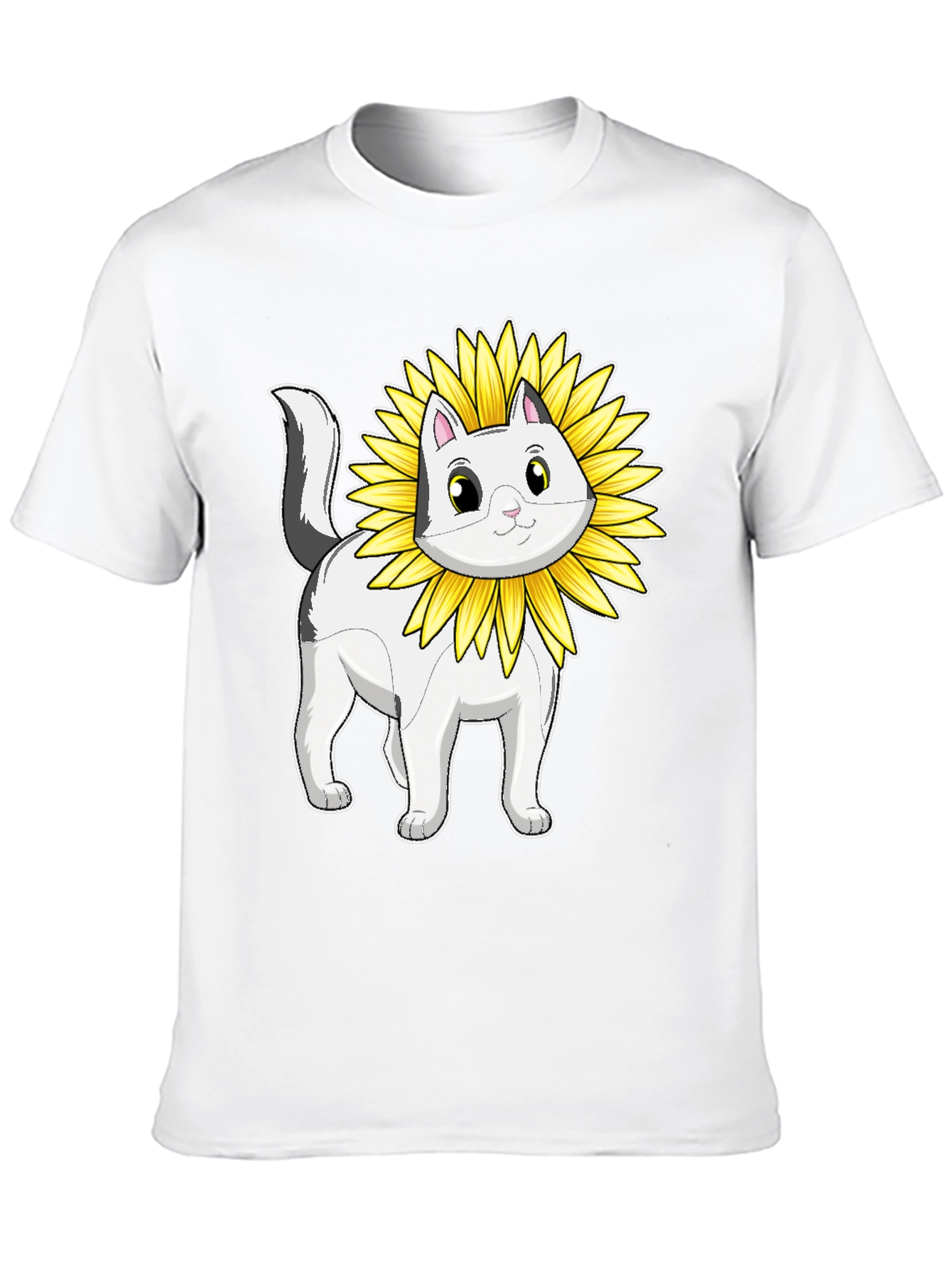 Cat Sunflower T-Shirt - Whimsical Graphic Tee