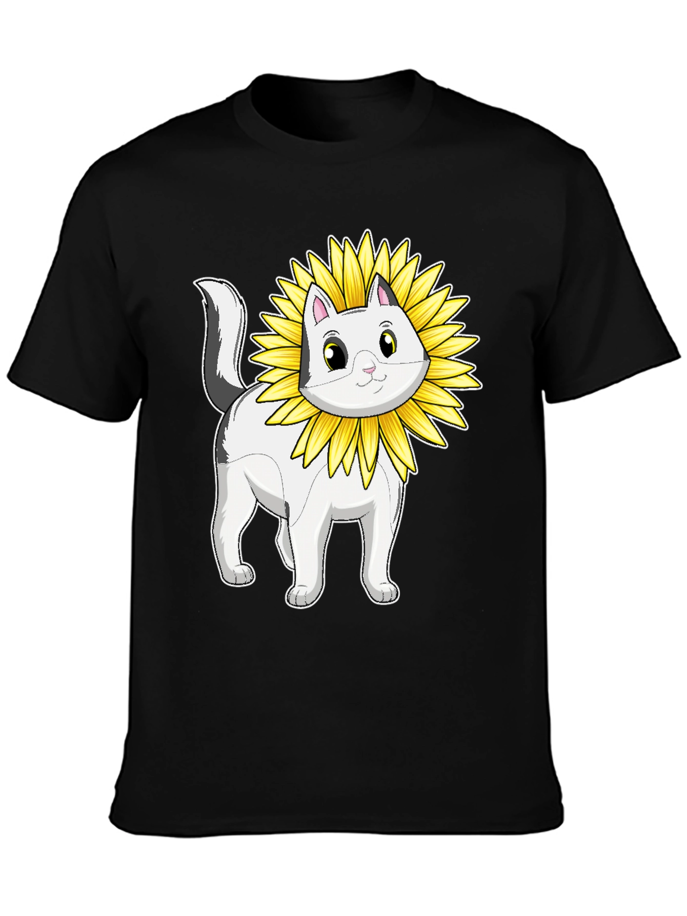 Cat Sunflower T-Shirt - Whimsical Graphic Tee