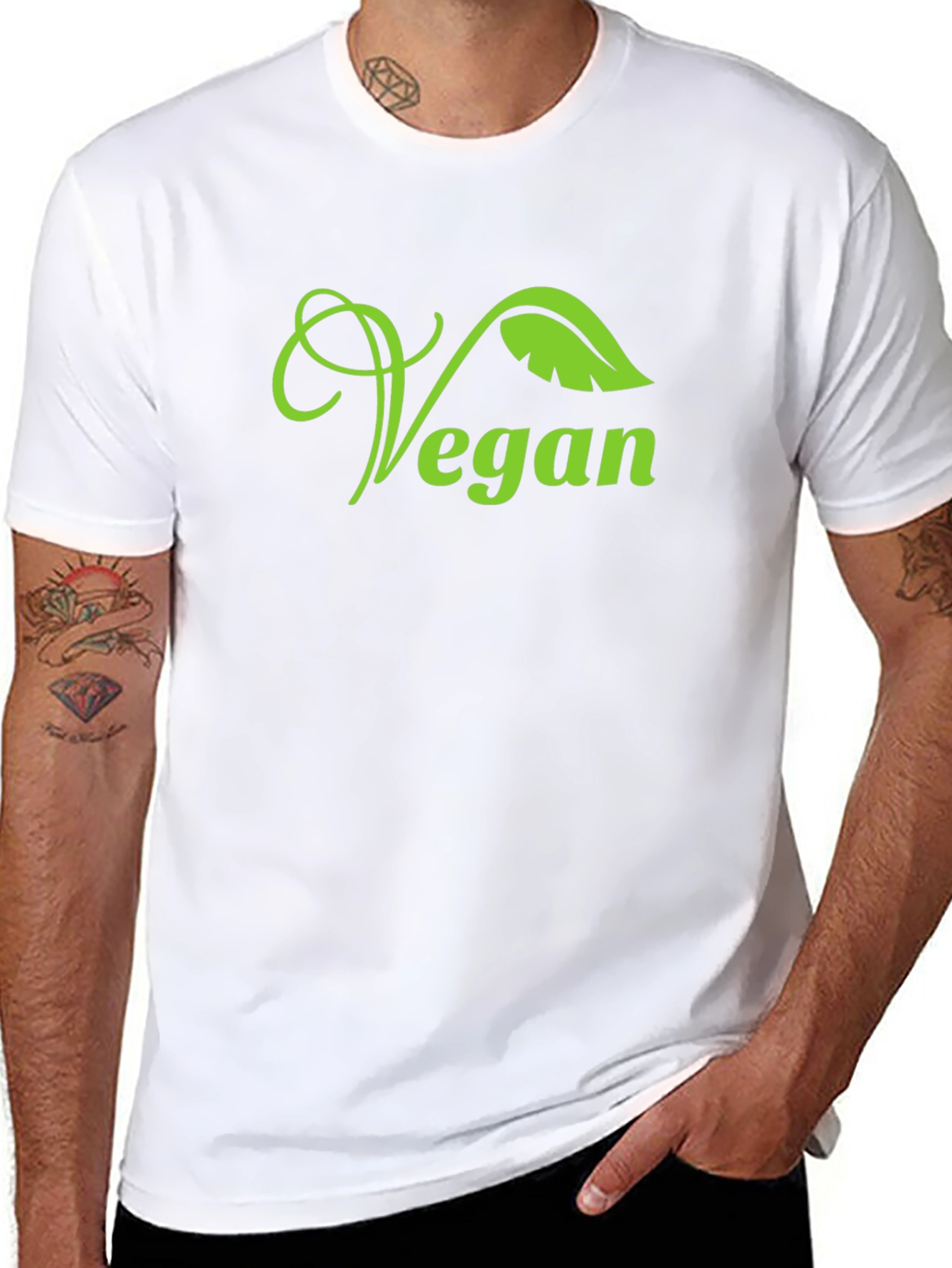 Vegan T-Shirt - Green Leaf Design