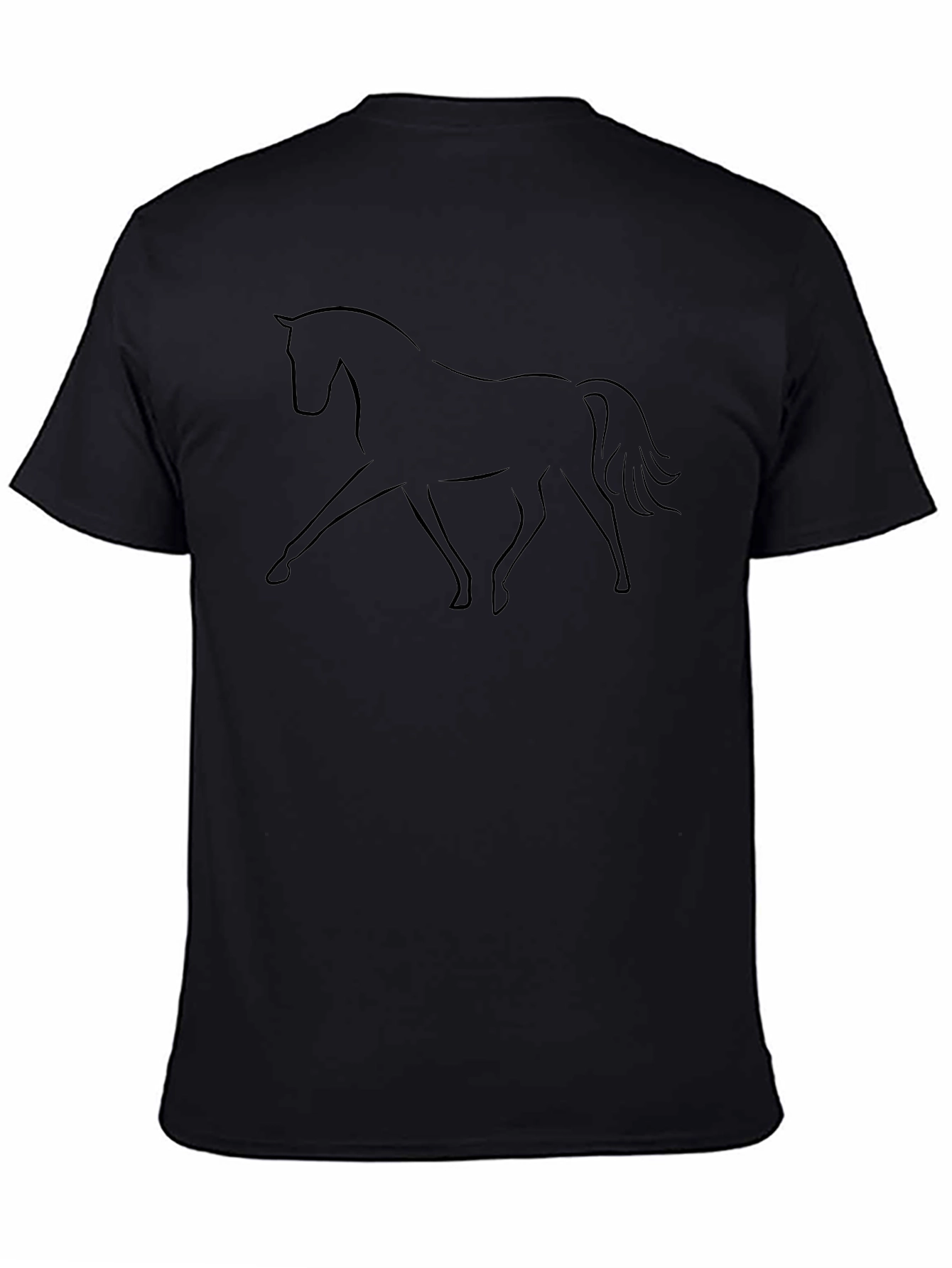 Minimalist Horse Graphic Black T-Shirt