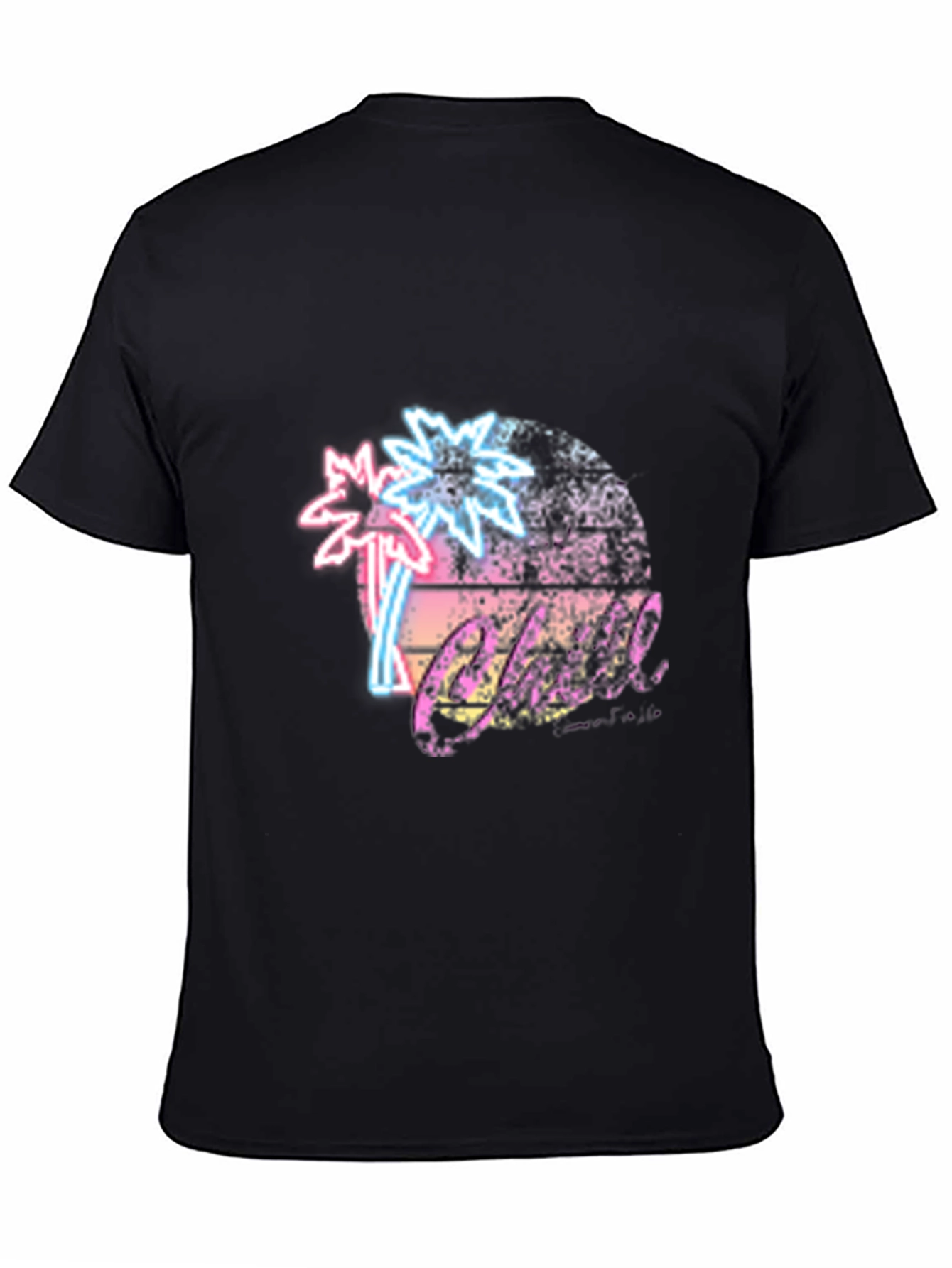 Retro Palm Tree T-Shirt Black Neon Design