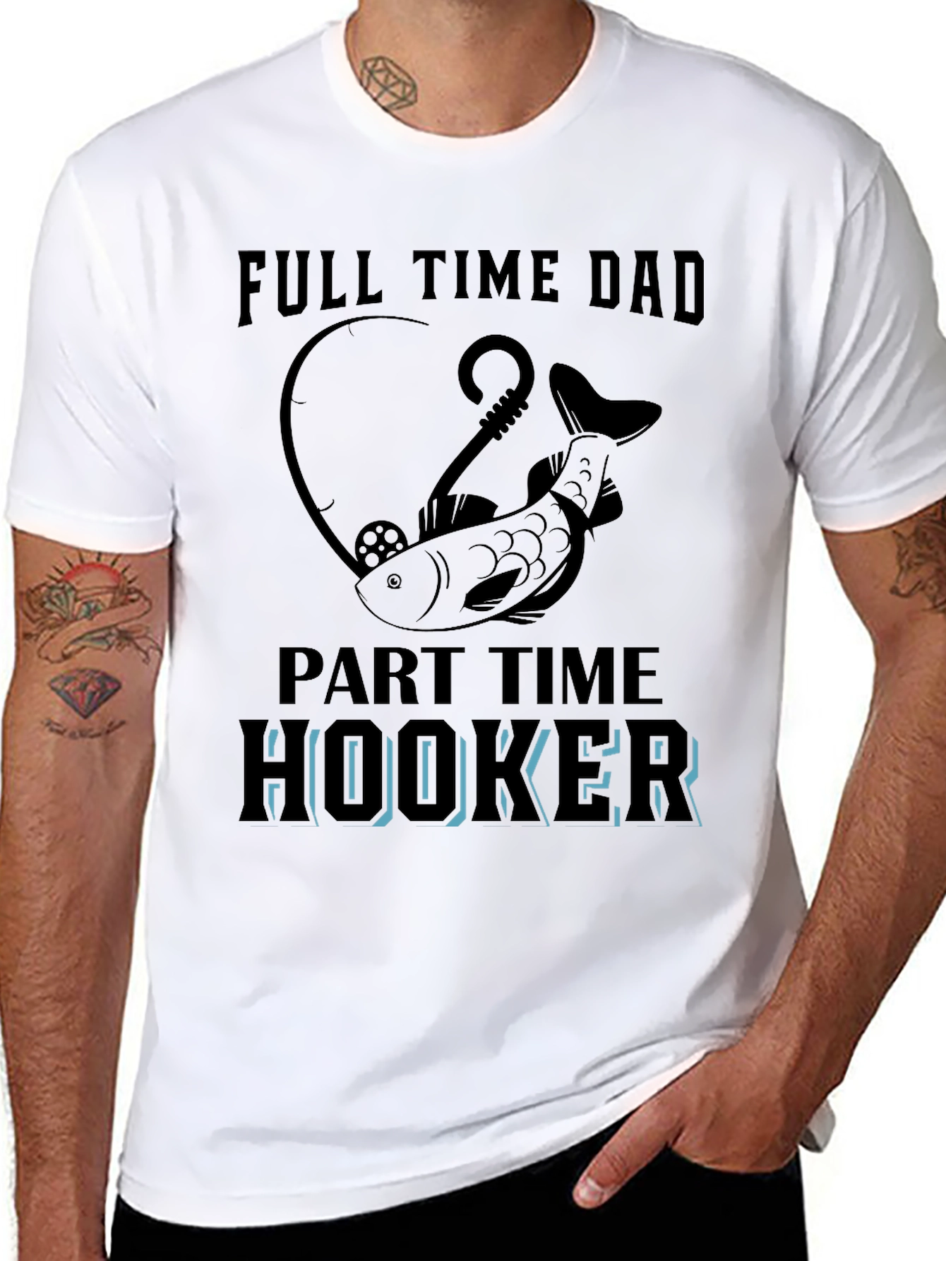 Full Time Dad Part Time Hooker Fishing T-Shirt