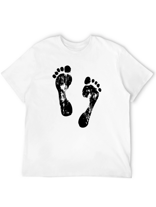 Barefoot Print Graphic Tee - Casual Black Shirt