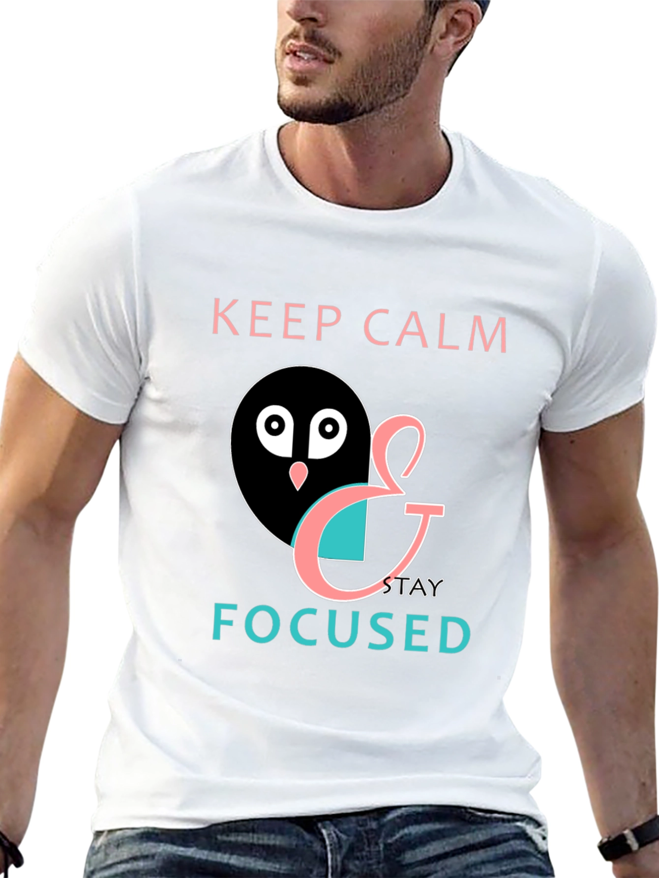 Keep Calm & Stay Focused Mens Black Graphic Tee