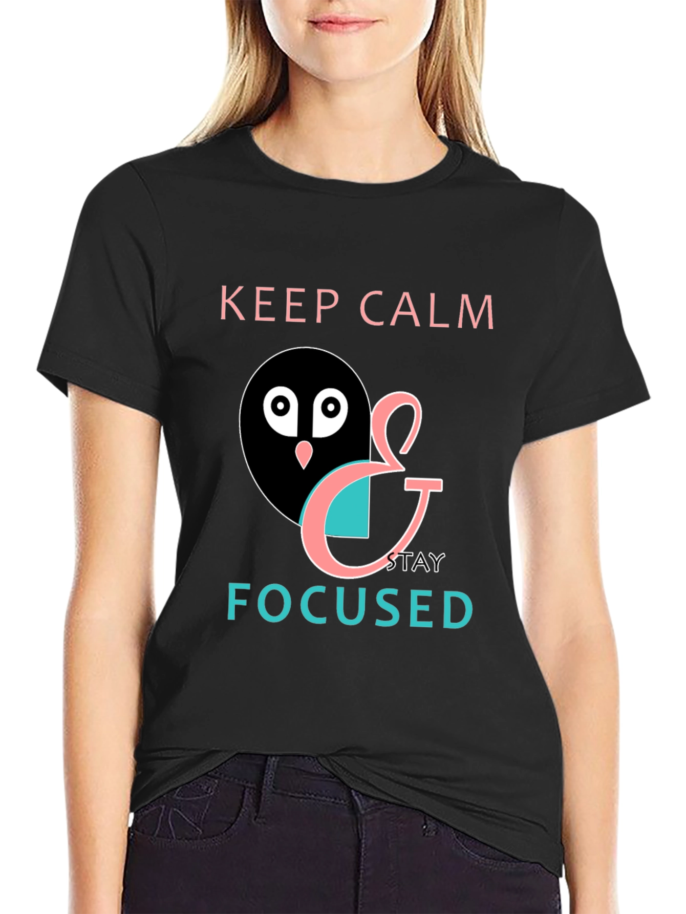 Keep Calm & Stay Focused Mens Black Graphic Tee