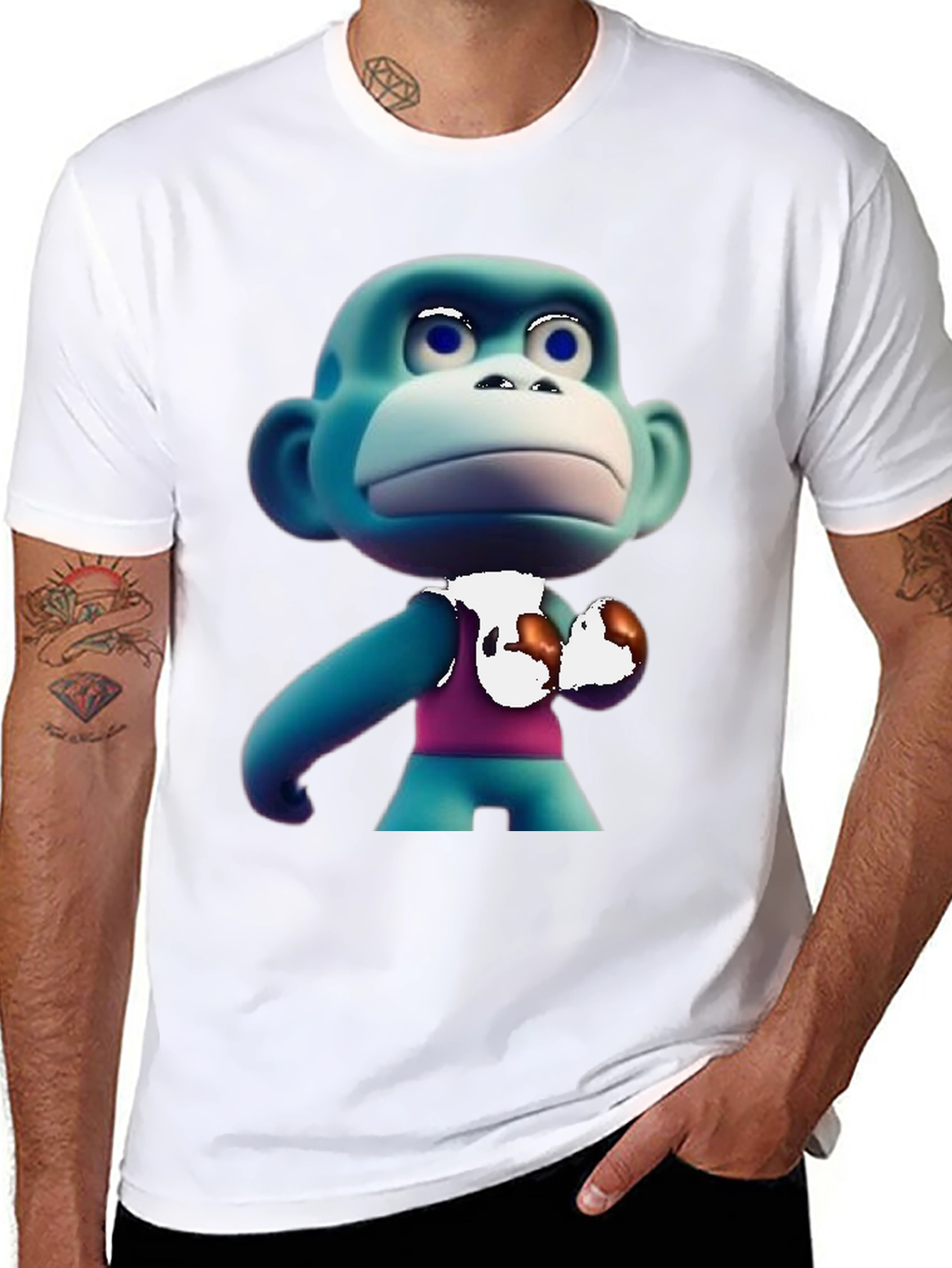 Cartoon Monkey Boxer T-Shirt