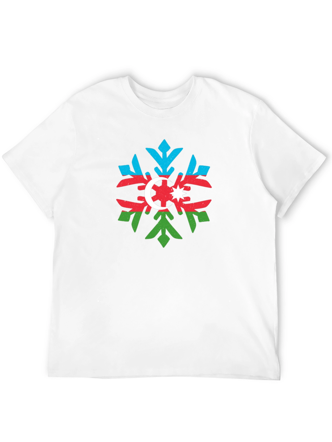 Azerbaijan Flag Snowflake Black T-Shirt