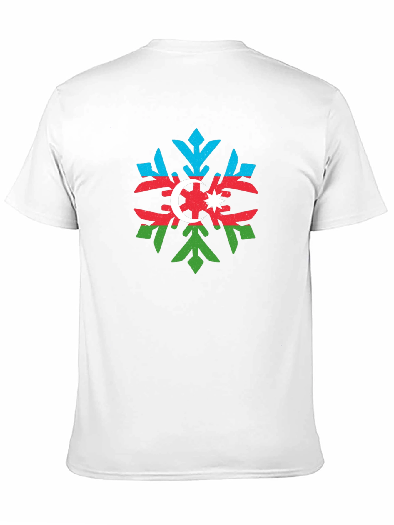 Azerbaijan Flag Snowflake Black T-Shirt