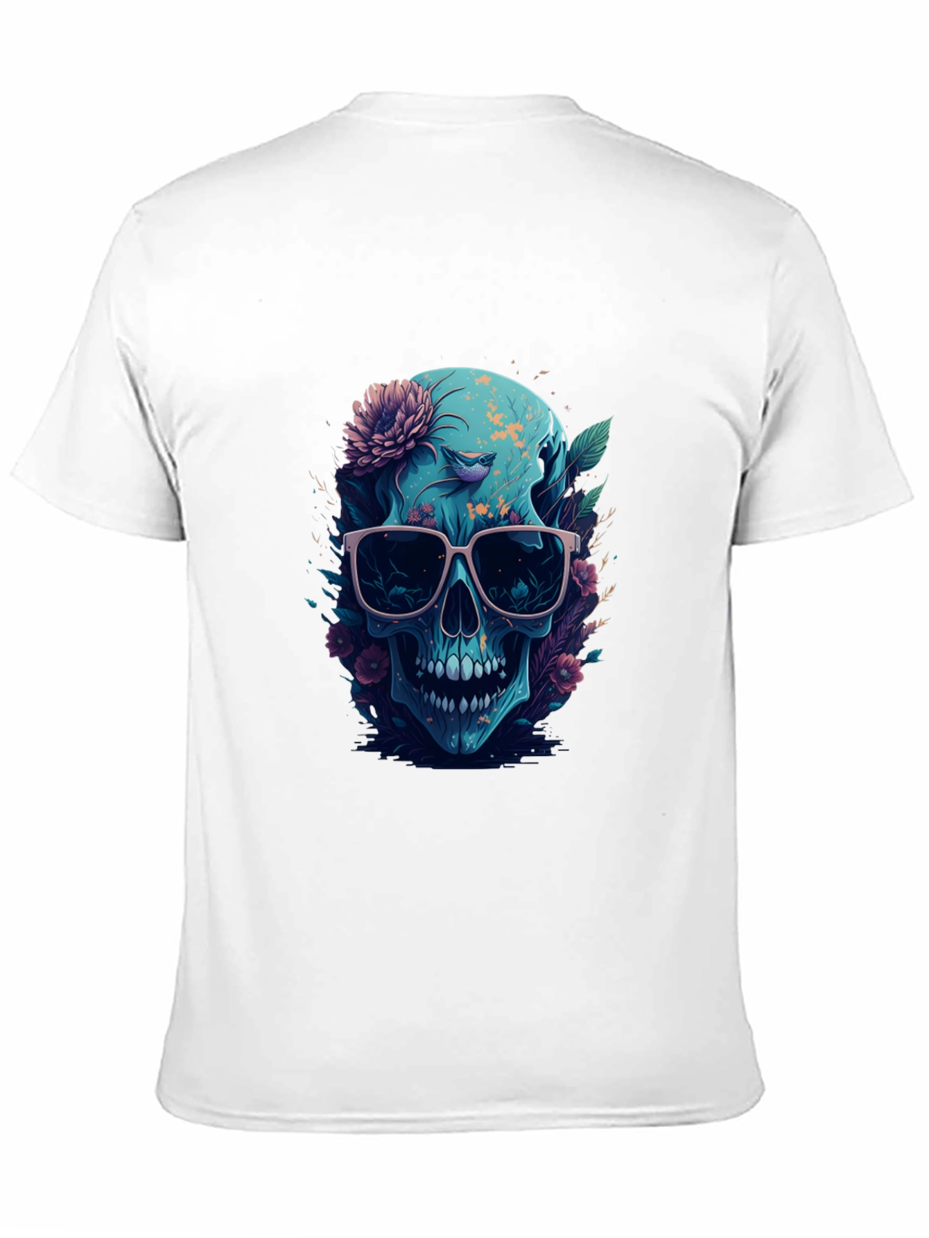 Floral Skull Graphic Tee - Mens Black T-Shirt