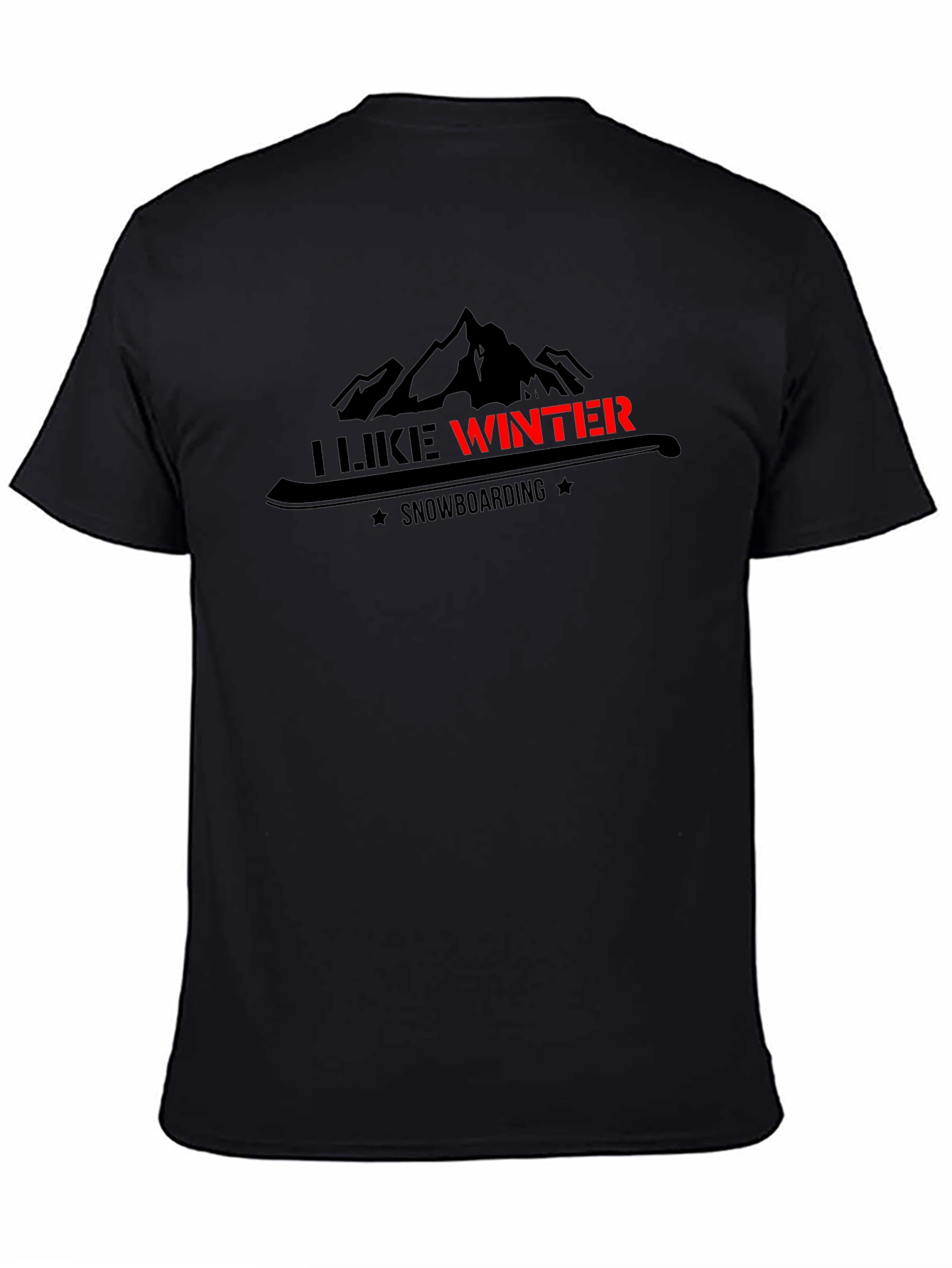 I Like Winter Snowboarding Graphic Black Tee