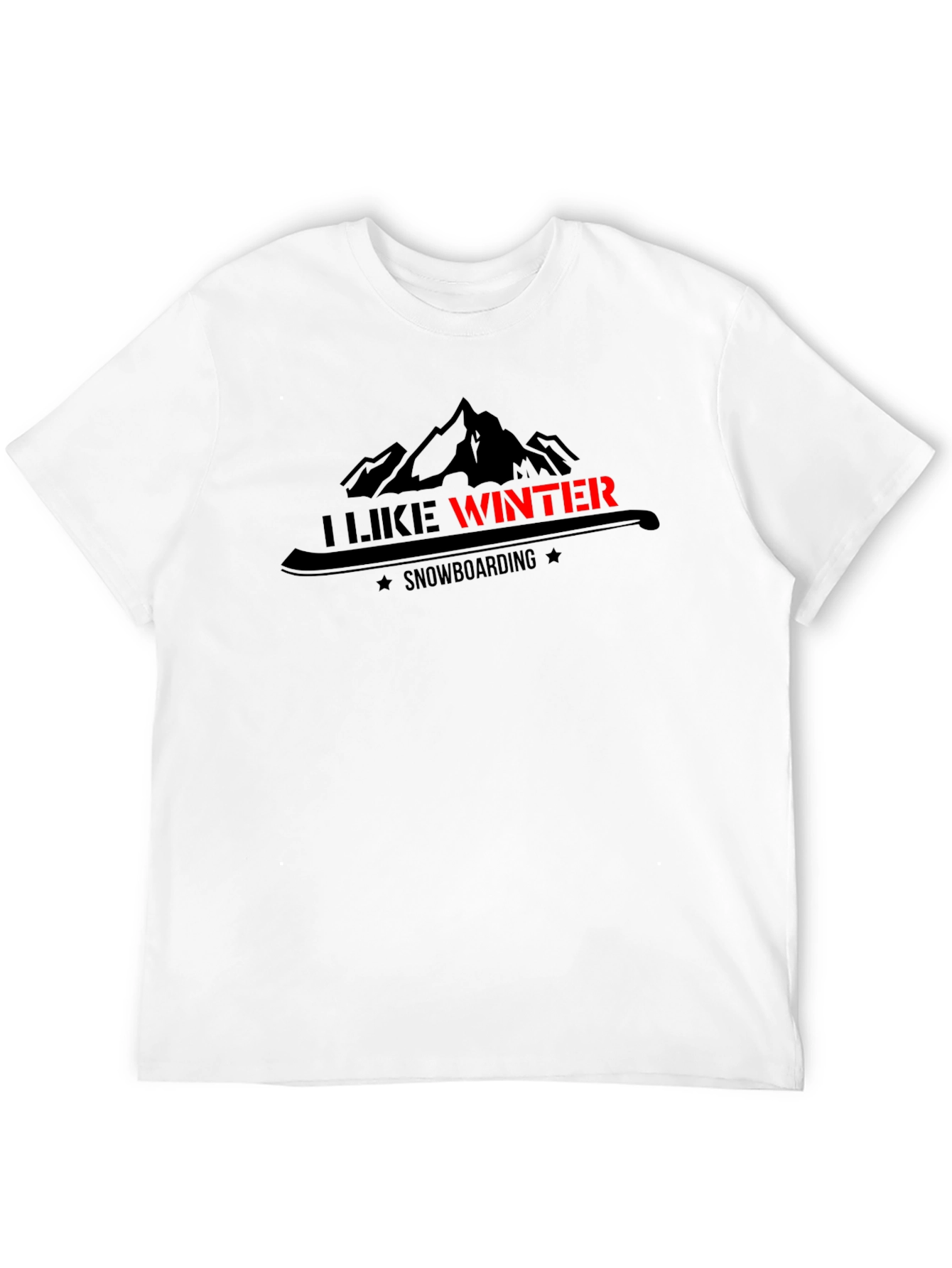 I Like Winter Snowboarding Graphic Black Tee