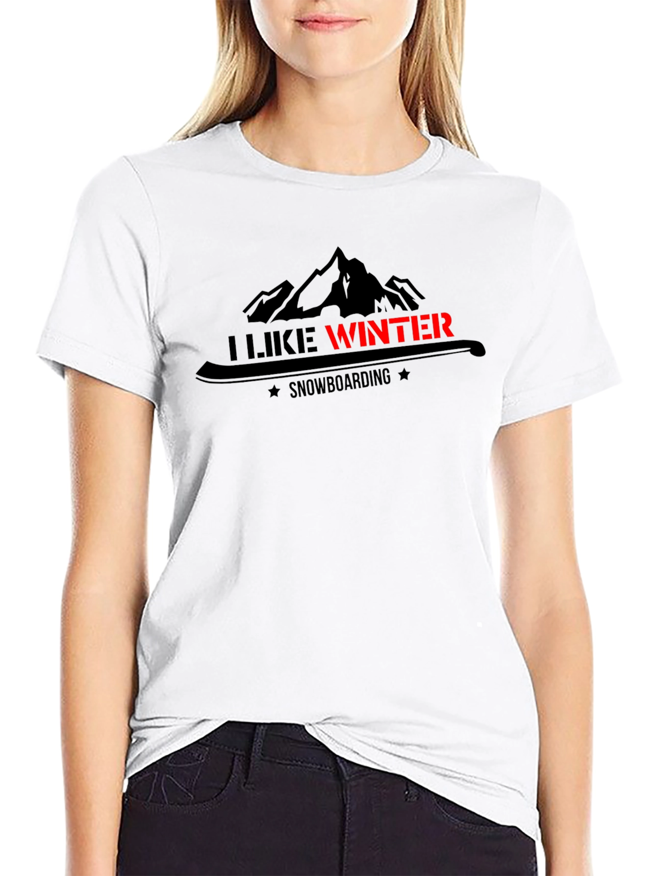 I Like Winter Snowboarding Graphic Black Tee