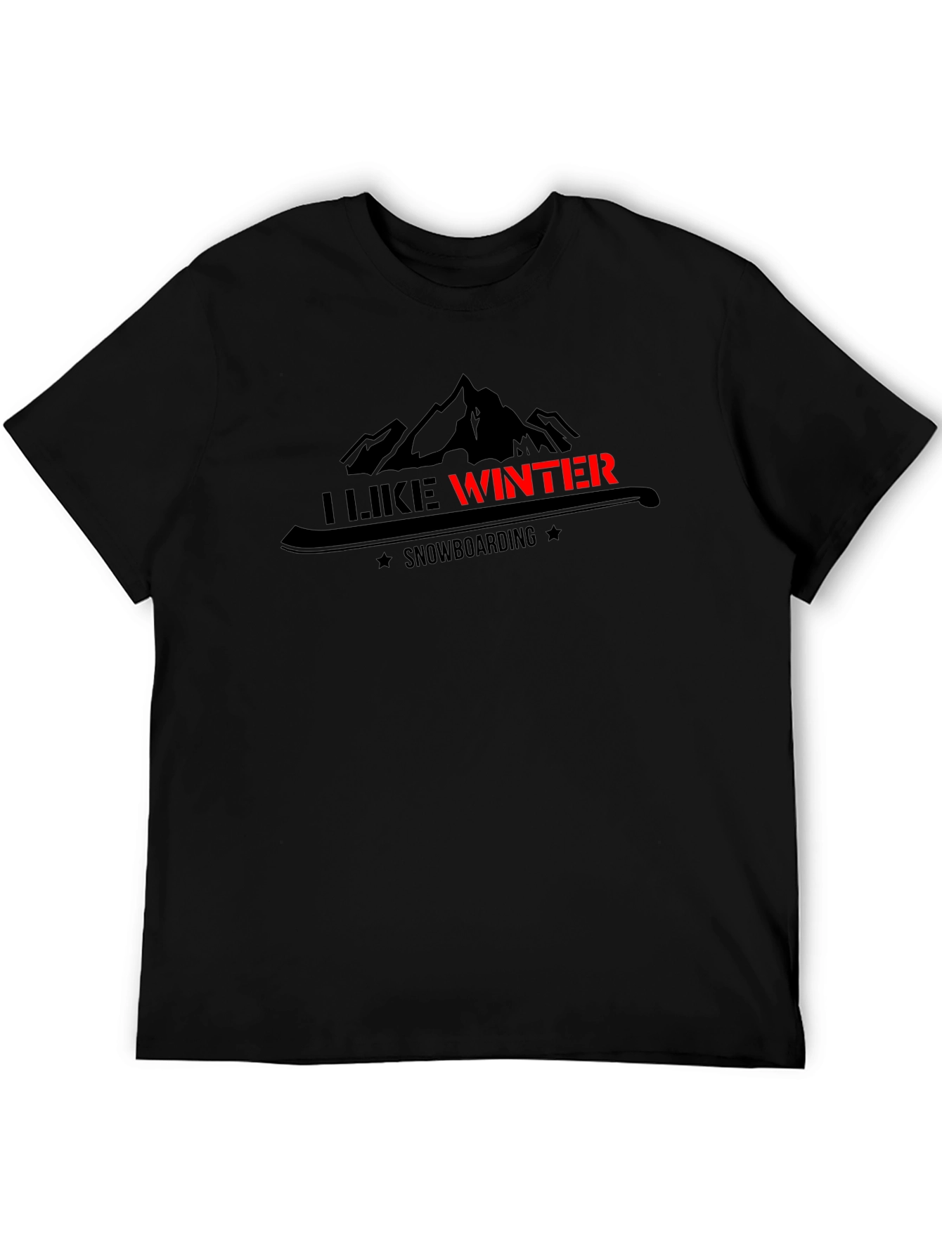 I Like Winter Snowboarding Graphic Black Tee