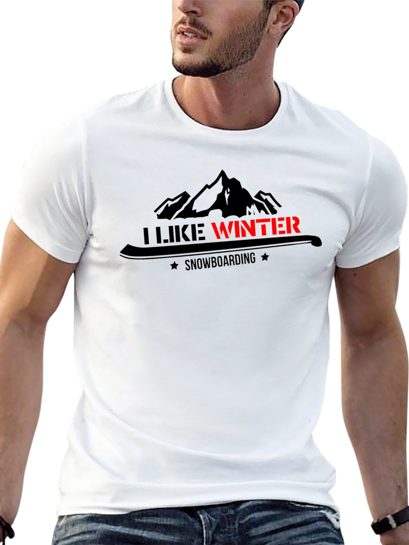 I Like Winter Snowboarding Graphic Black Tee