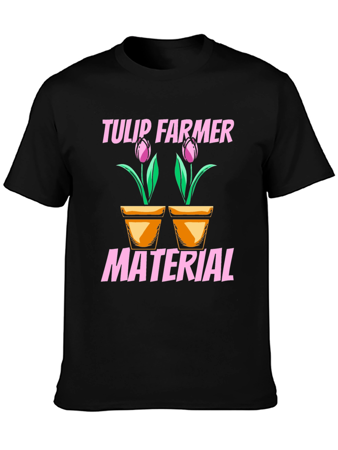 Tulip Farmer Material Black Graphic T-Shirt