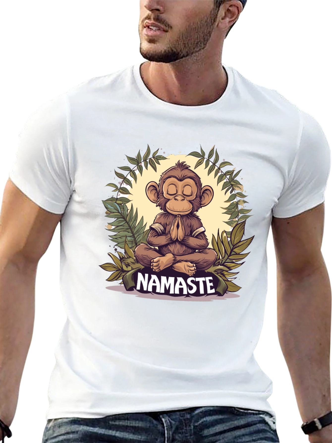 Zen Monkey Namaste T-Shirt - Meditating Ape Tee