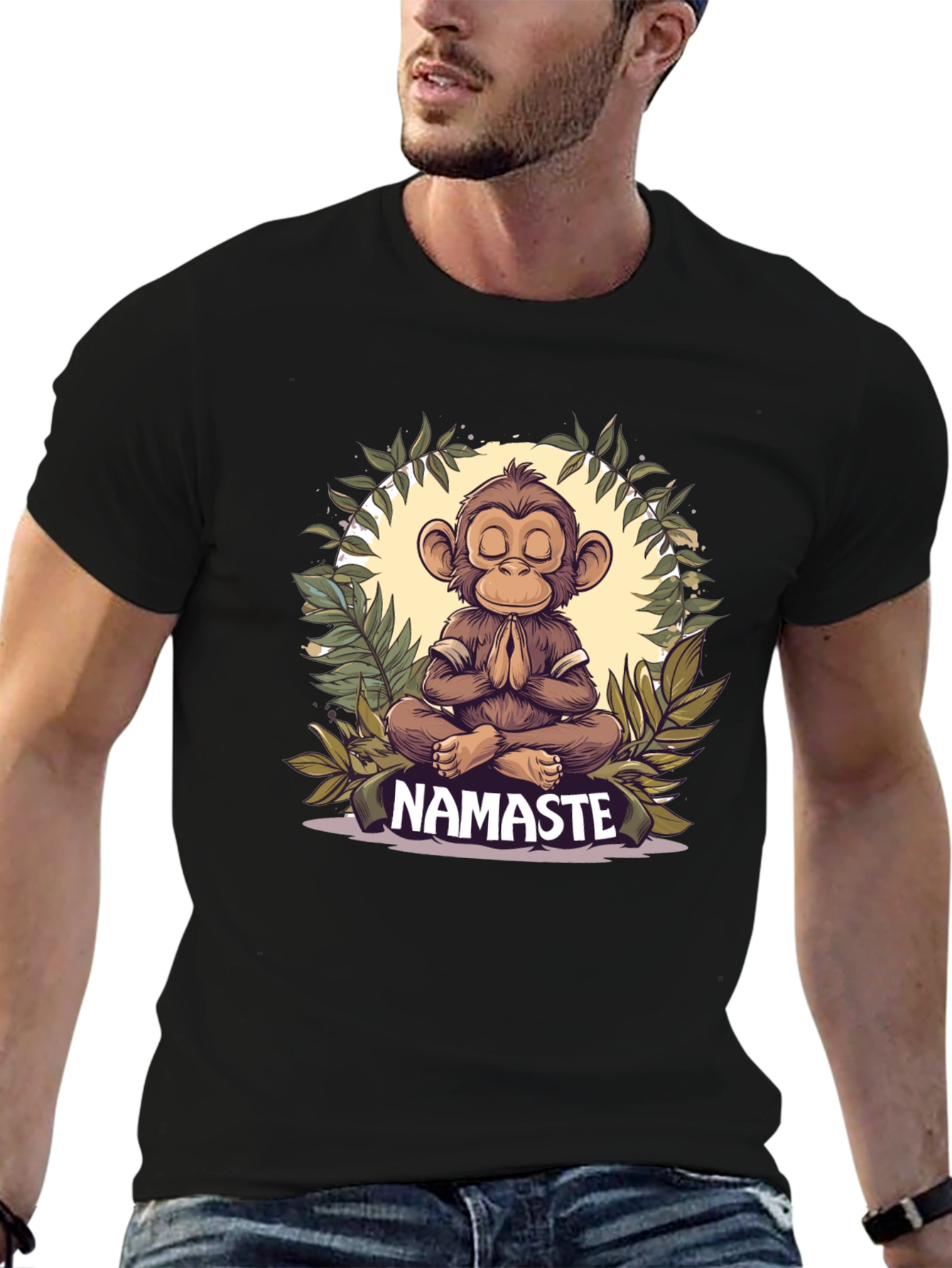 Zen Monkey Namaste T-Shirt - Meditating Ape Tee