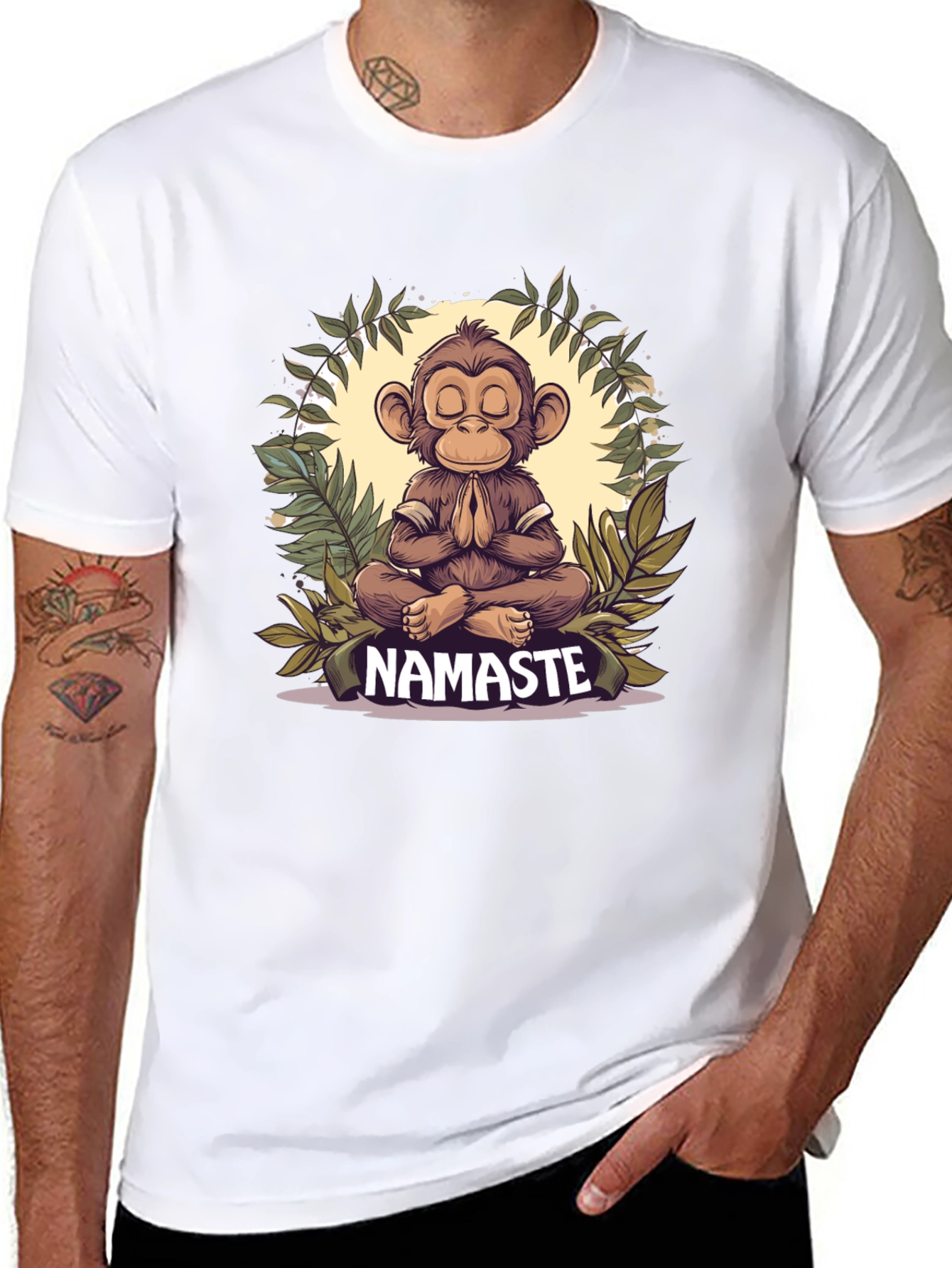 Zen Monkey Namaste T-Shirt - Meditating Ape Tee