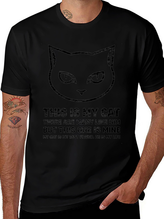 Black Cat Graphic T-Shirt - This Is My Cat Slogan