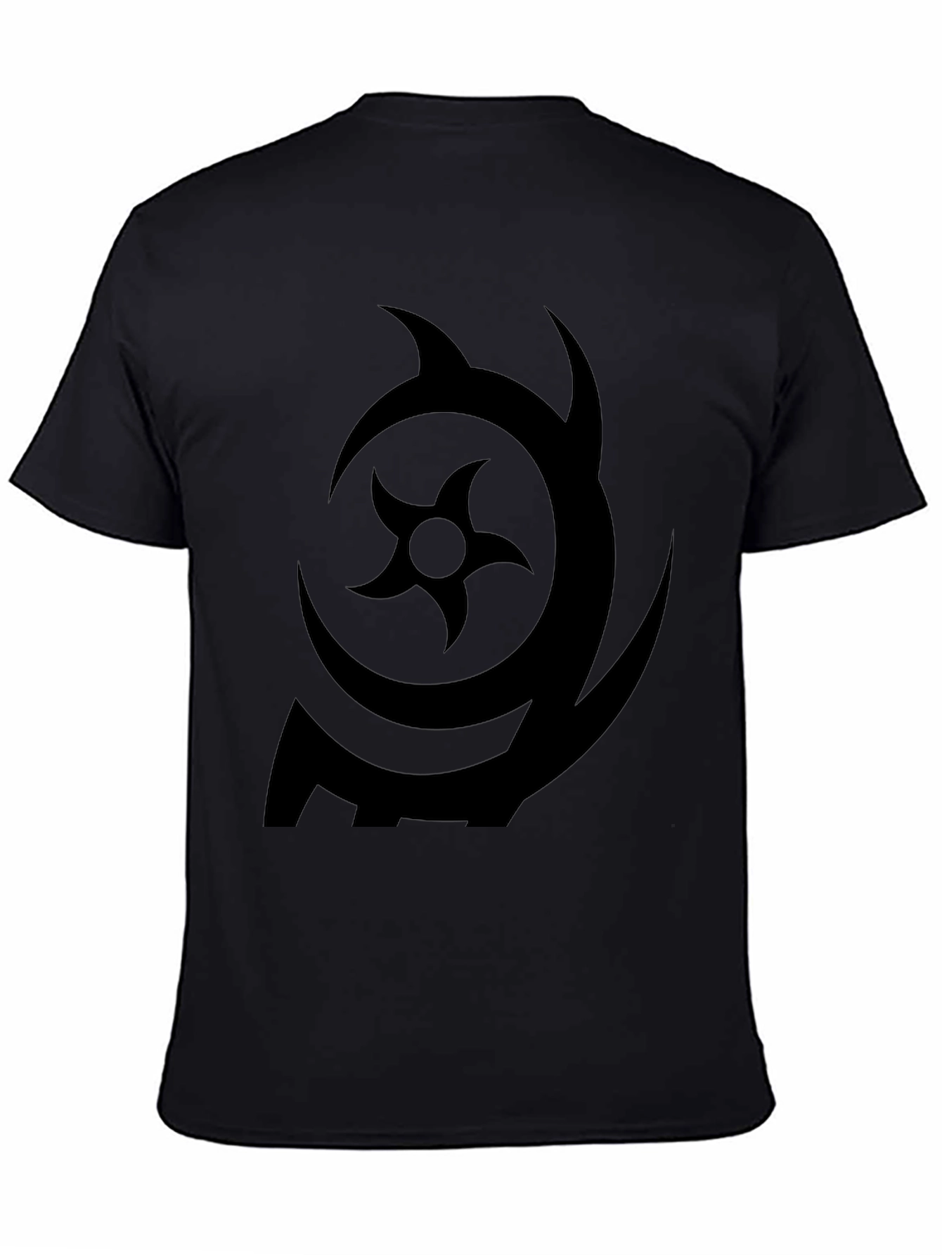 Symbol Print Black Crew Neck T-Shirt