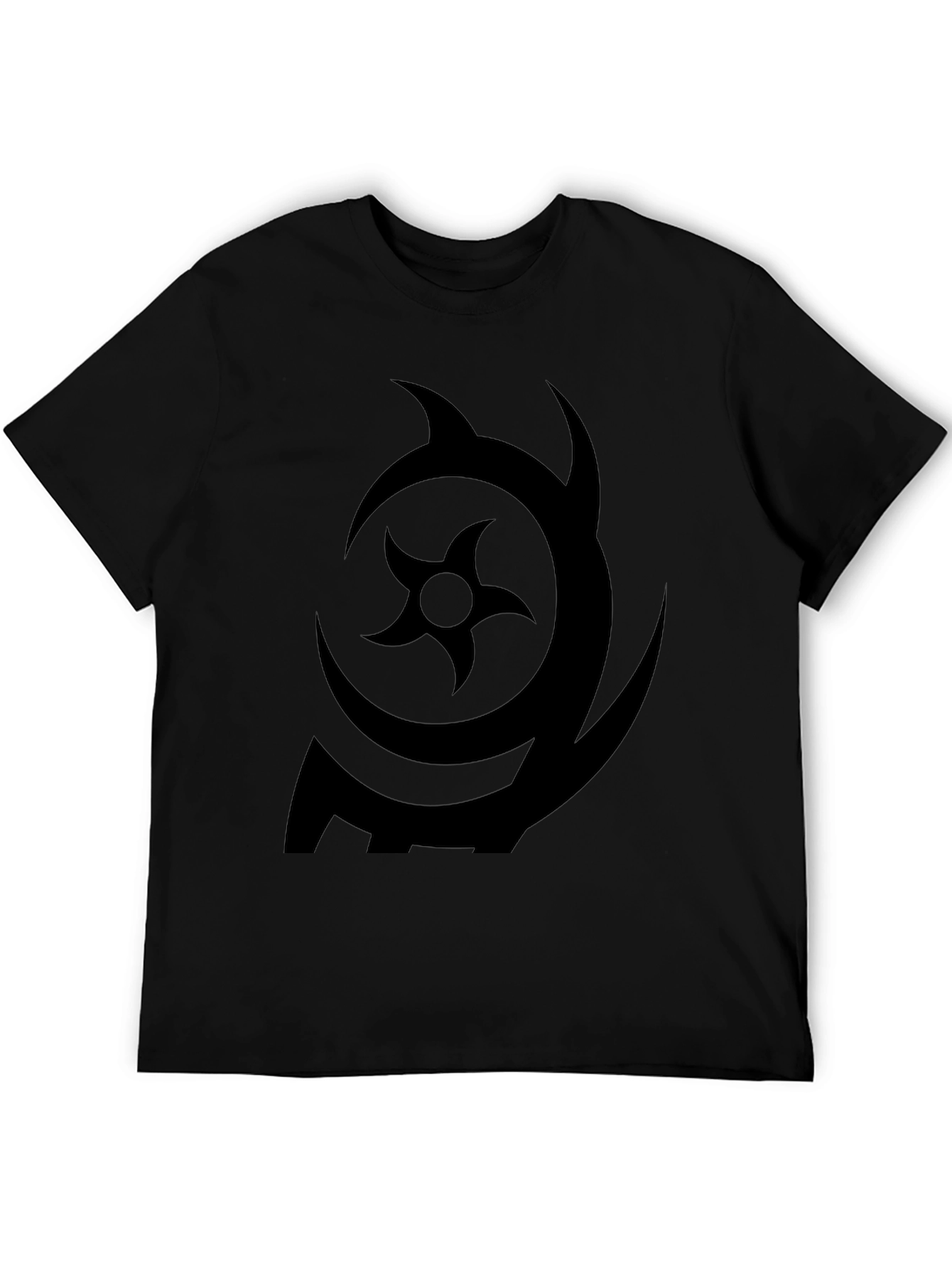 Symbol Print Black Crew Neck T-Shirt