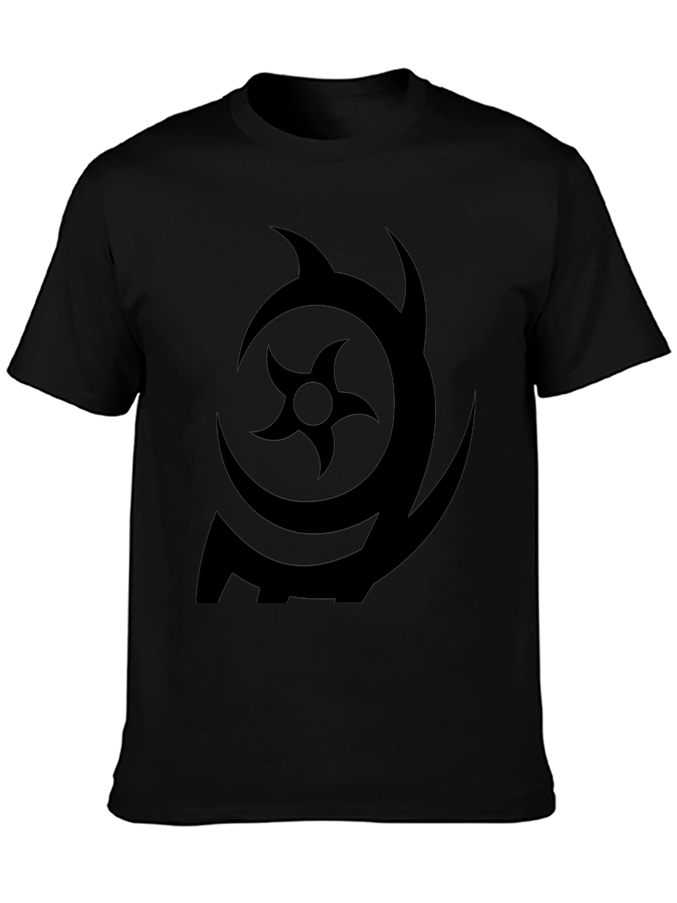 Symbol Print Black Crew Neck T-Shirt
