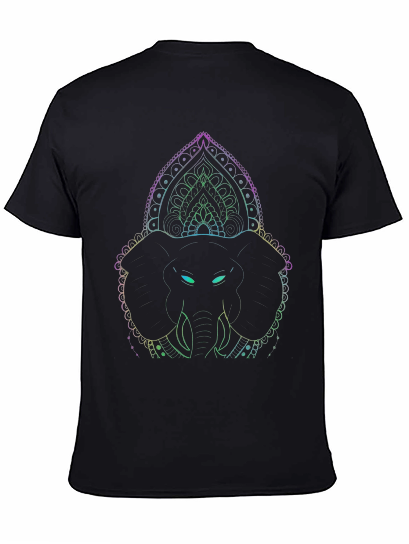 Elephant Mandala Graphic Tee - Black Cotton Shirt
