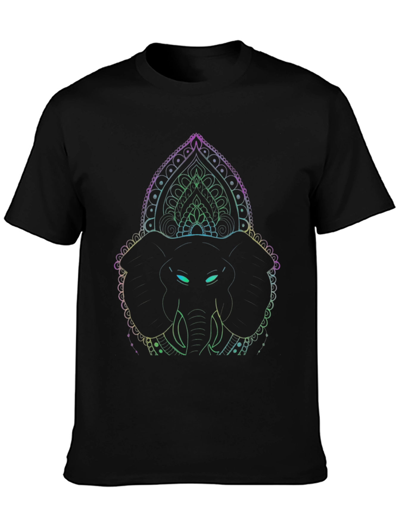 Elephant Mandala Graphic Tee - Black Cotton Shirt