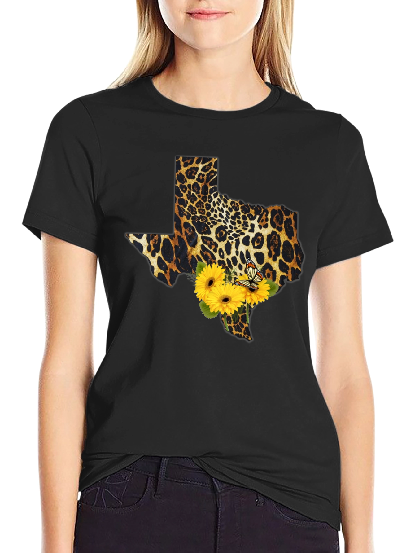 Texas Leopard Print Sunflower Tee