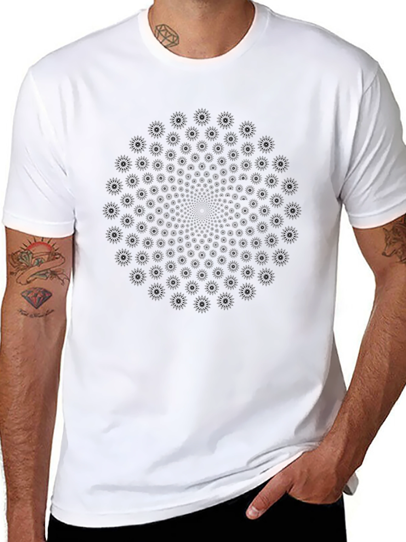 Optical Illusion Graphic Tee - Black Cotton