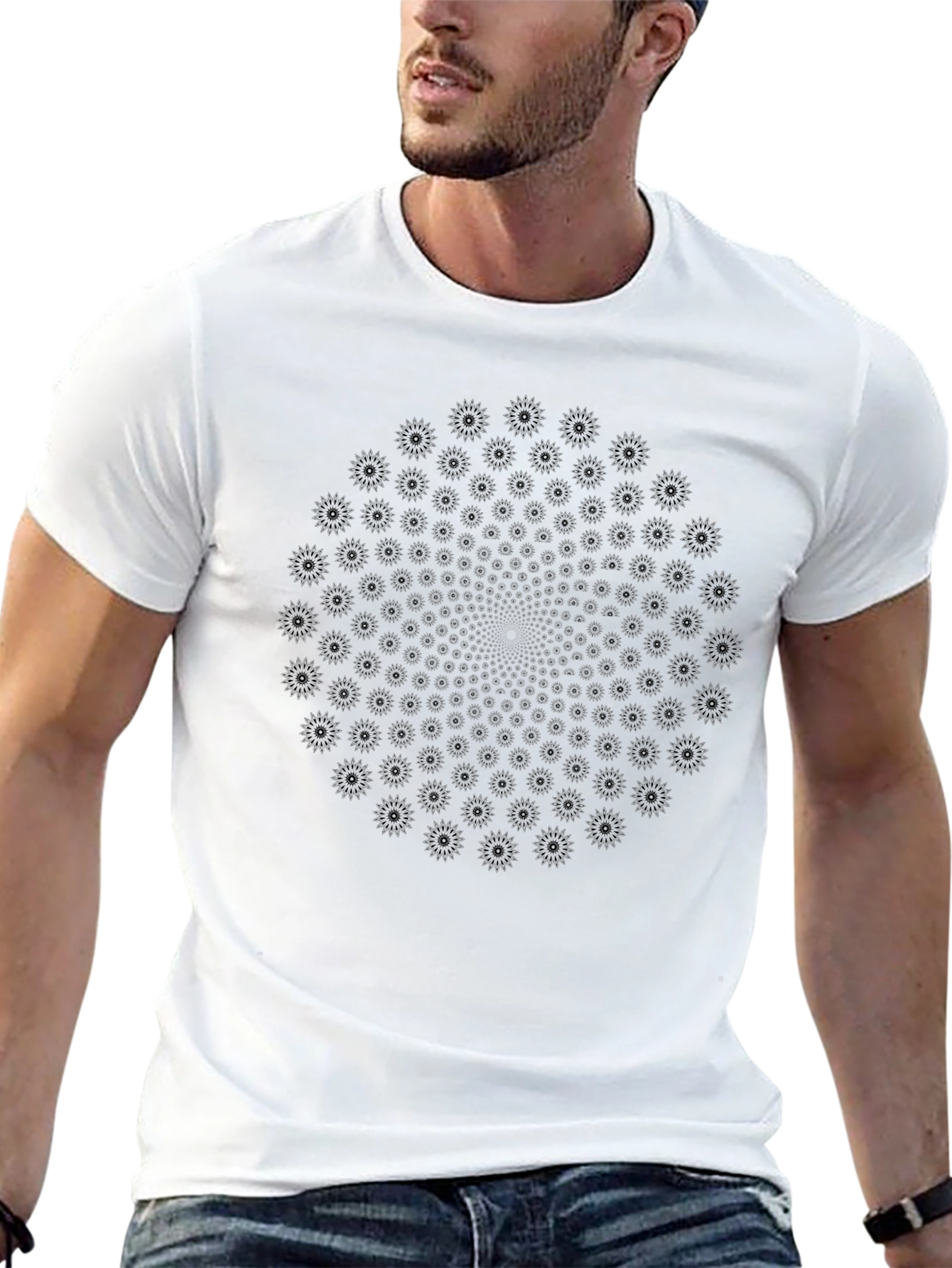 Optical Illusion Graphic Tee - Black Cotton
