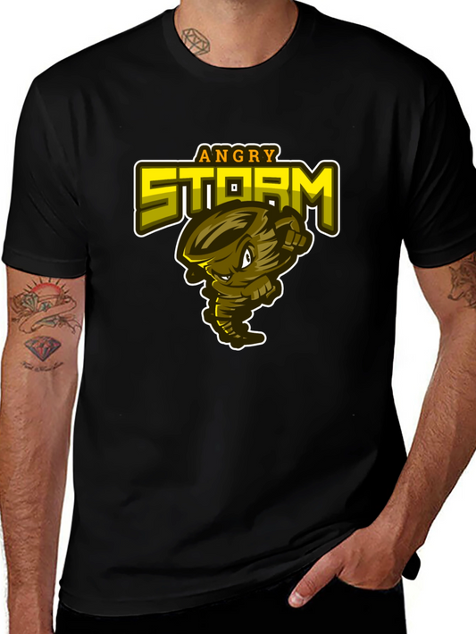 Angry Storm Graphic Print Mens Black T-Shirt