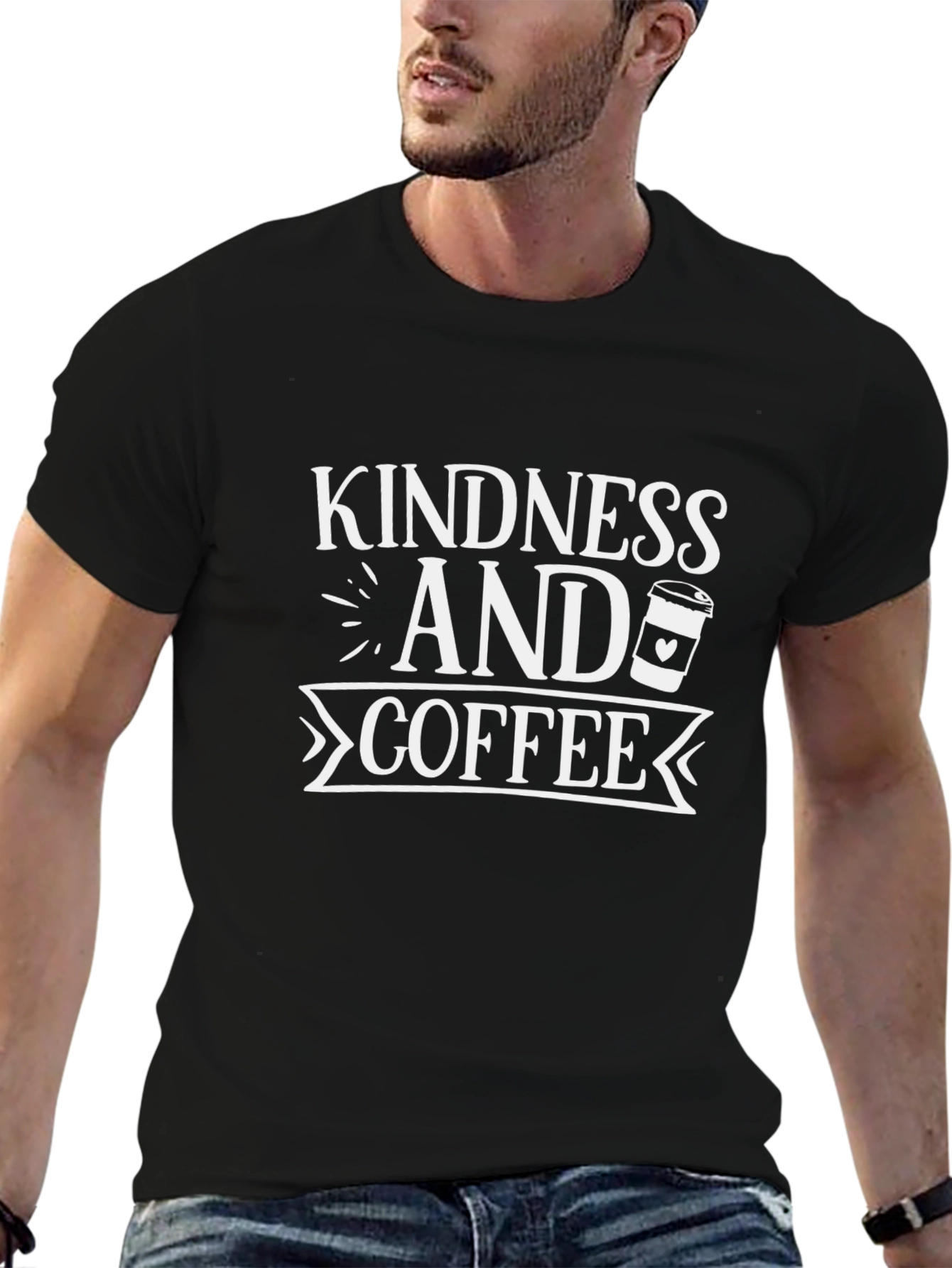 Kindness and Coffee Black T-Shirt