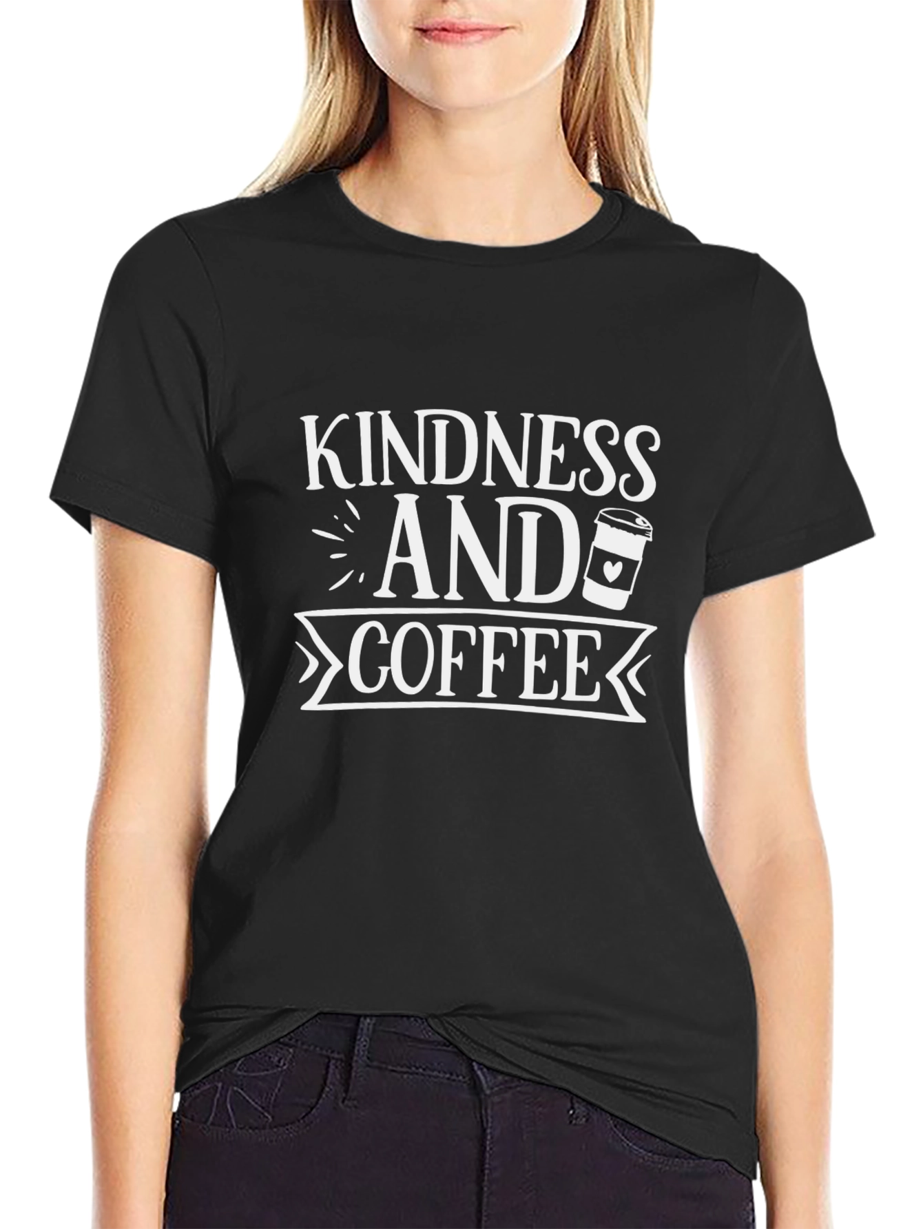 Kindness and Coffee Black T-Shirt