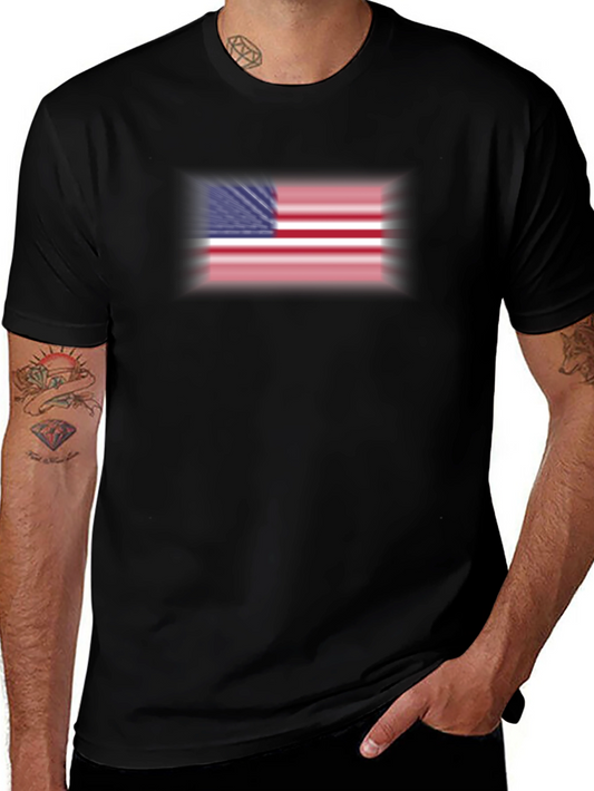 American Flag Graphic Print Black T-Shirt