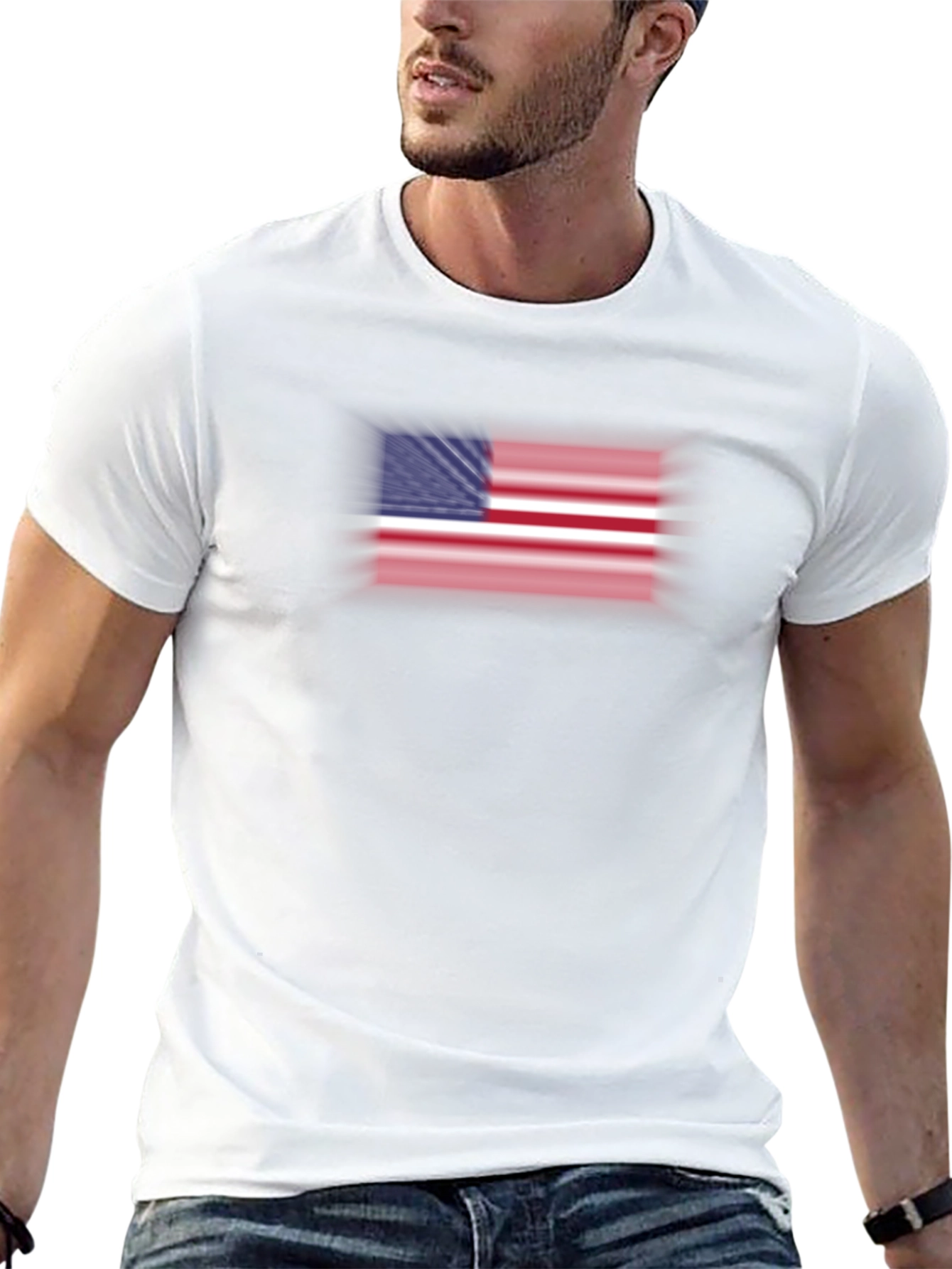 American Flag Graphic Print Black T-Shirt