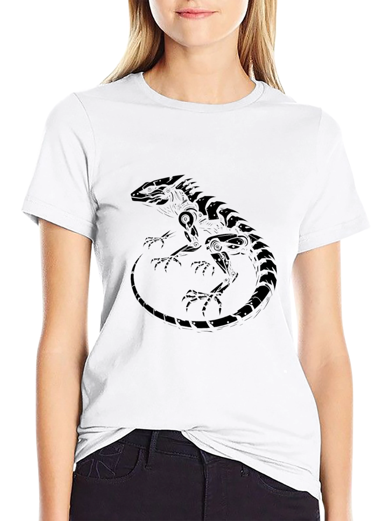 Mens Black Lizard Graphic Tee - Stylish Reptile Design